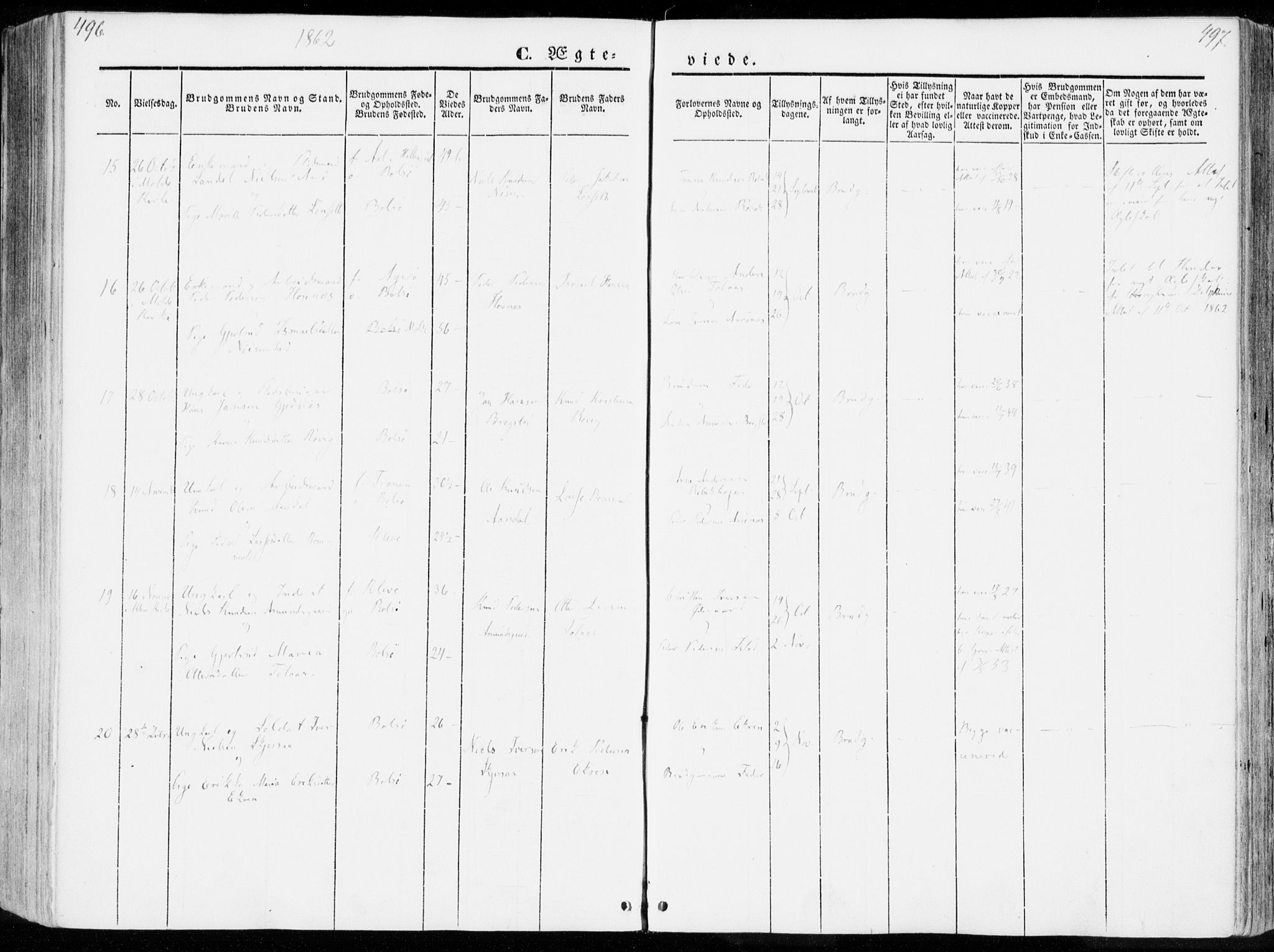 Ministerialprotokoller, klokkerbøker og fødselsregistre - Møre og Romsdal, AV/SAT-A-1454/555/L0653: Parish register (official) no. 555A04, 1843-1869, p. 496-497