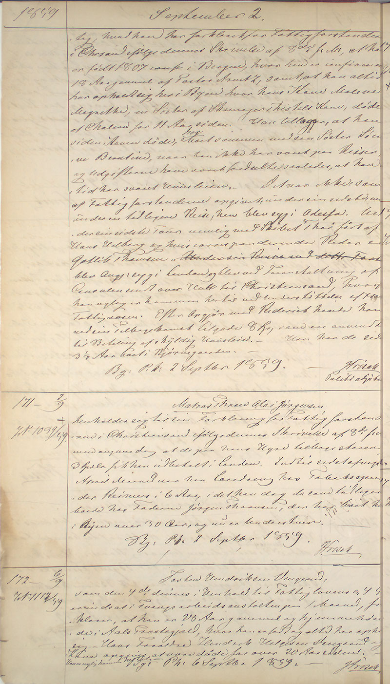Bergen politikammer / politidistrikt, AV/SAB-A-60401/I/Ic, 1859-1863