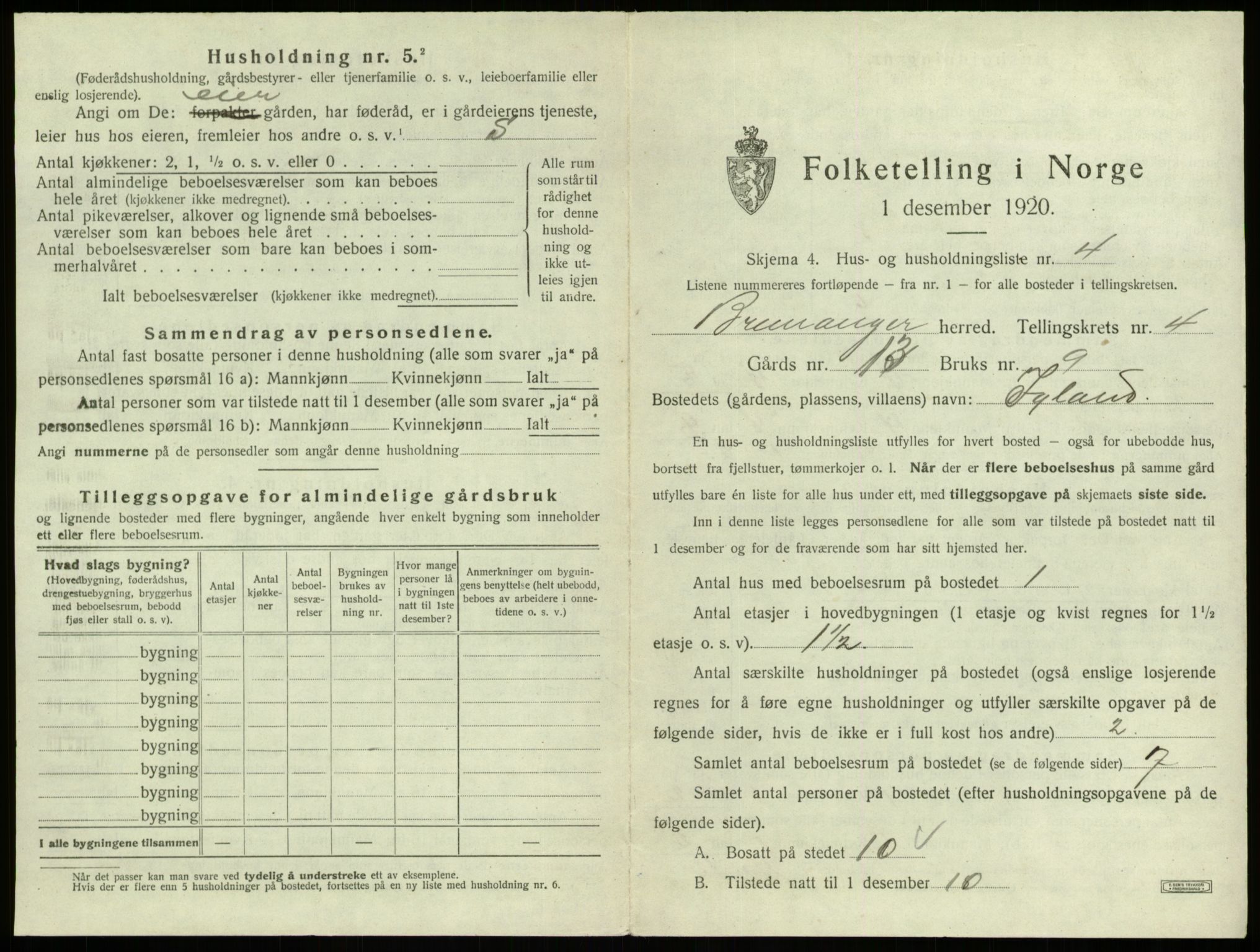 SAB, 1920 census for Bremanger, 1920, p. 328