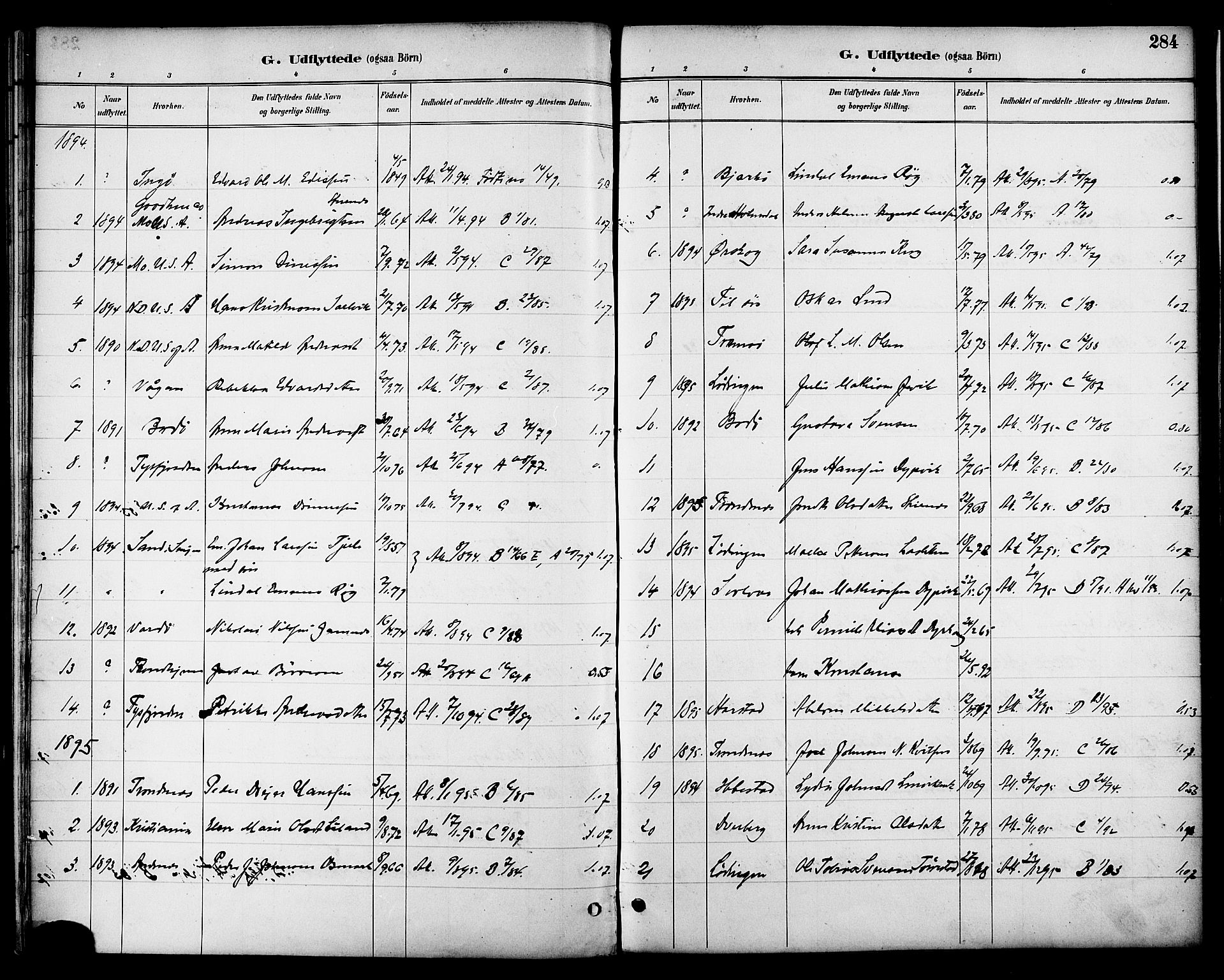 Ministerialprotokoller, klokkerbøker og fødselsregistre - Nordland, SAT/A-1459/863/L0898: Parish register (official) no. 863A10, 1886-1897, p. 284