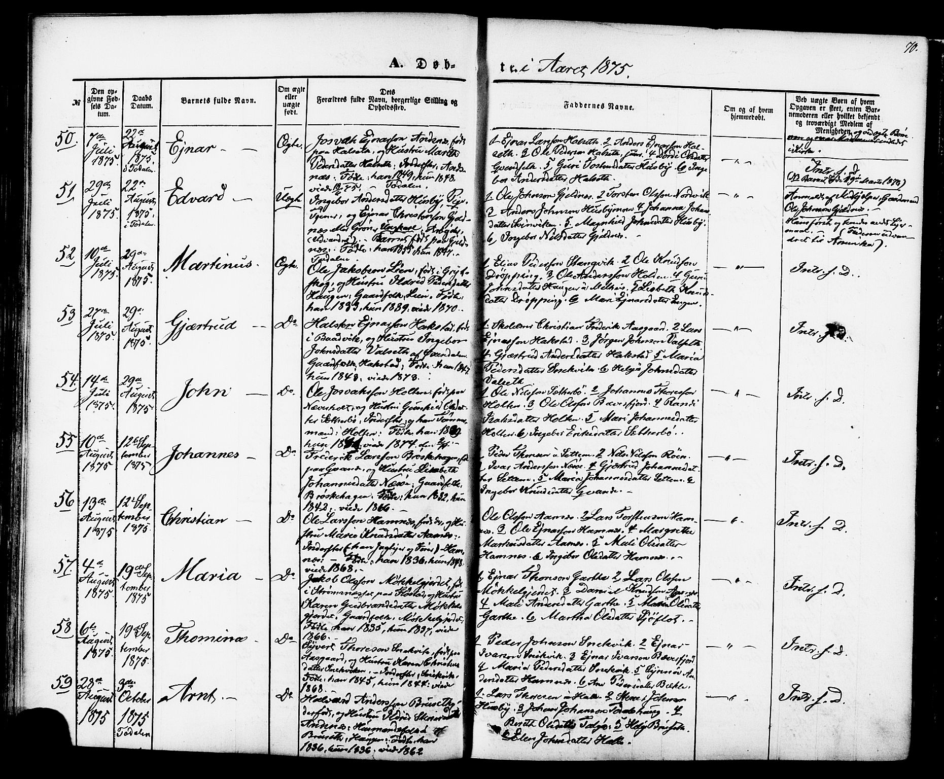 Ministerialprotokoller, klokkerbøker og fødselsregistre - Møre og Romsdal, AV/SAT-A-1454/592/L1027: Parish register (official) no. 592A05, 1865-1878, p. 70