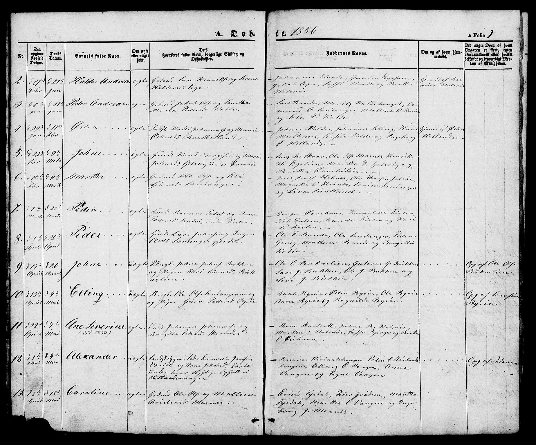 Hjelmeland sokneprestkontor, AV/SAST-A-101843/01/V/L0005: Parish register (copy) no. B 5, 1853-1892, p. 9