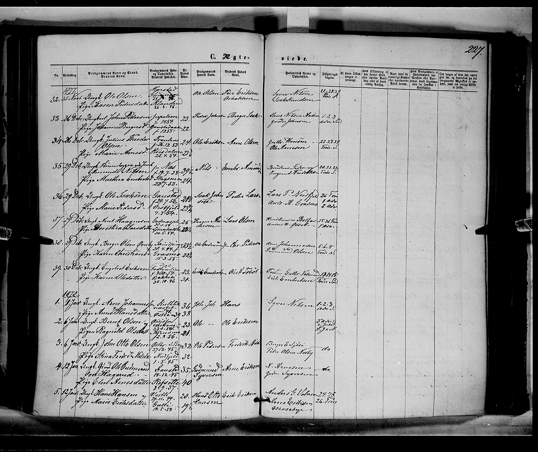 Eidskog prestekontor, AV/SAH-PREST-026/H/Ha/Haa/L0002: Parish register (official) no. 2, 1867-1878, p. 227