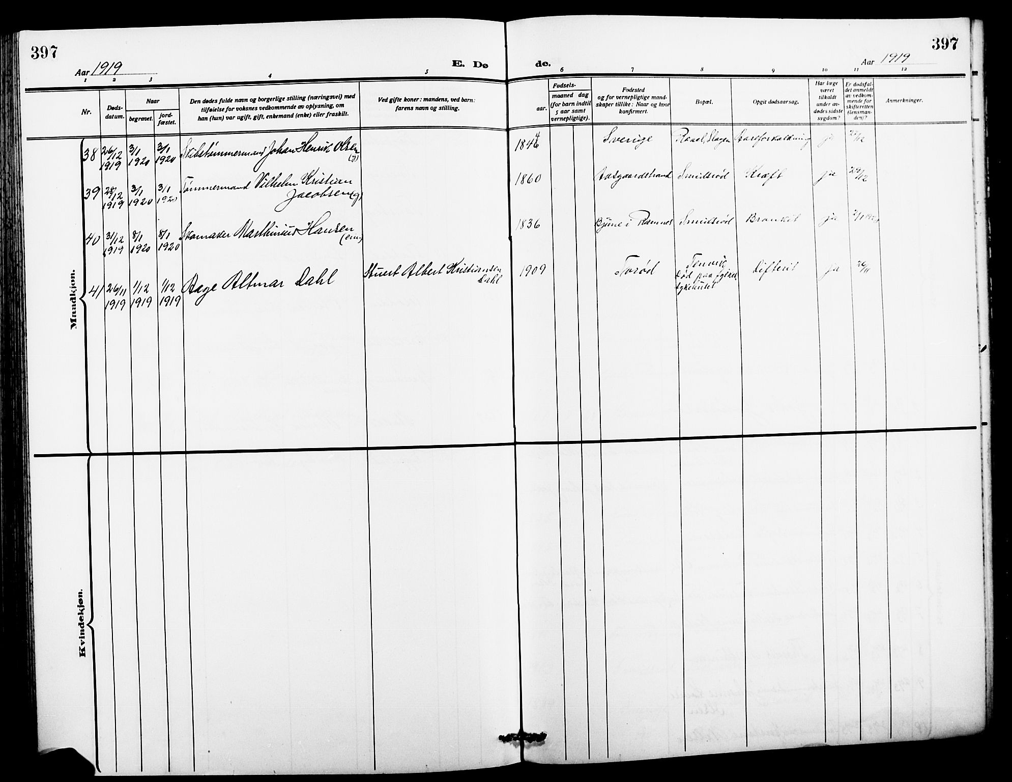 Nøtterøy kirkebøker, AV/SAKO-A-354/G/Ga/L0005: Parish register (copy) no. I 5, 1910-1924, p. 397