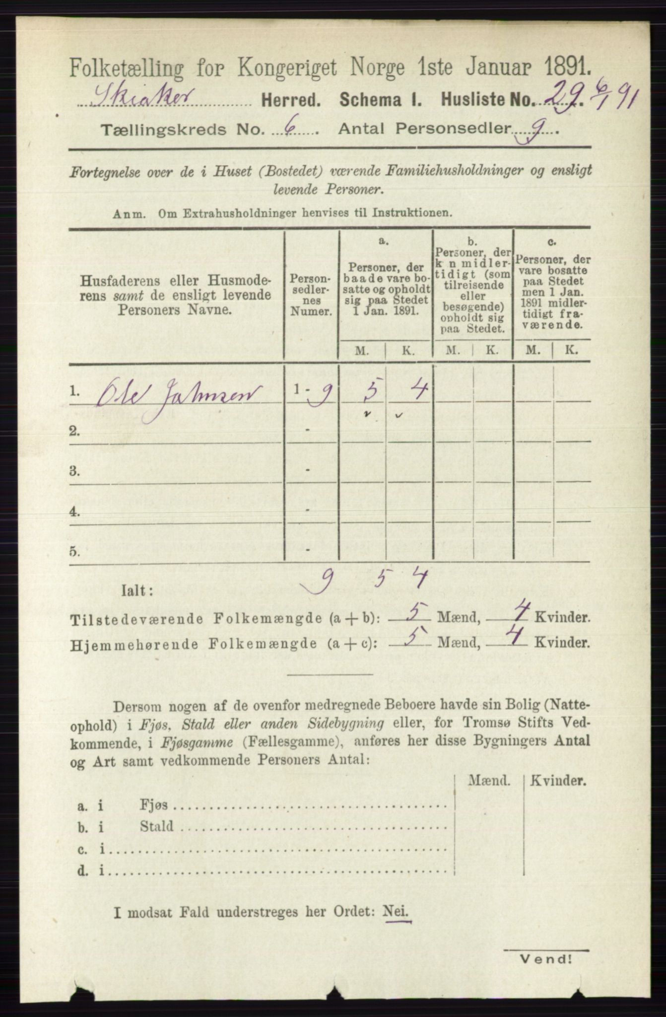 RA, 1891 census for 0513 Skjåk, 1891, p. 2010