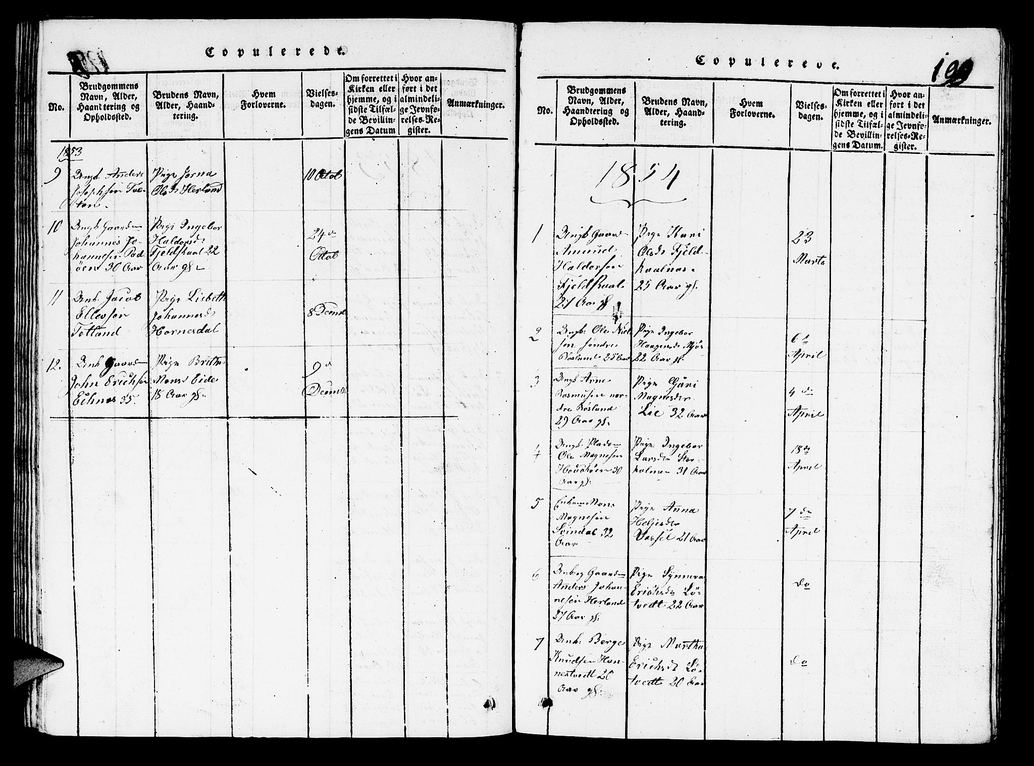 Hosanger sokneprestembete, AV/SAB-A-75801/H/Hab: Parish register (copy) no. A 1 /1, 1816-1856, p. 199