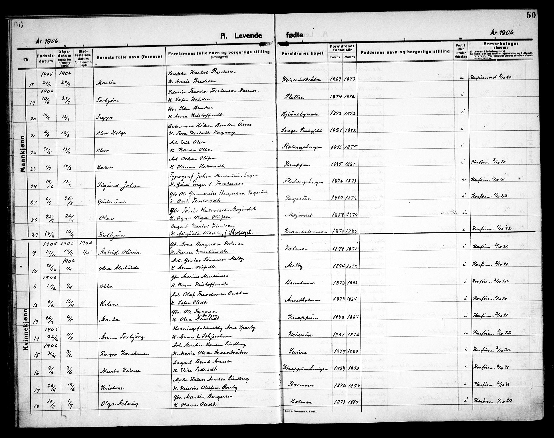 Åsnes prestekontor, AV/SAH-PREST-042/H/Ha/Haa/L0000C: Parish register (official) no. 0A, 1890-1929, p. 50