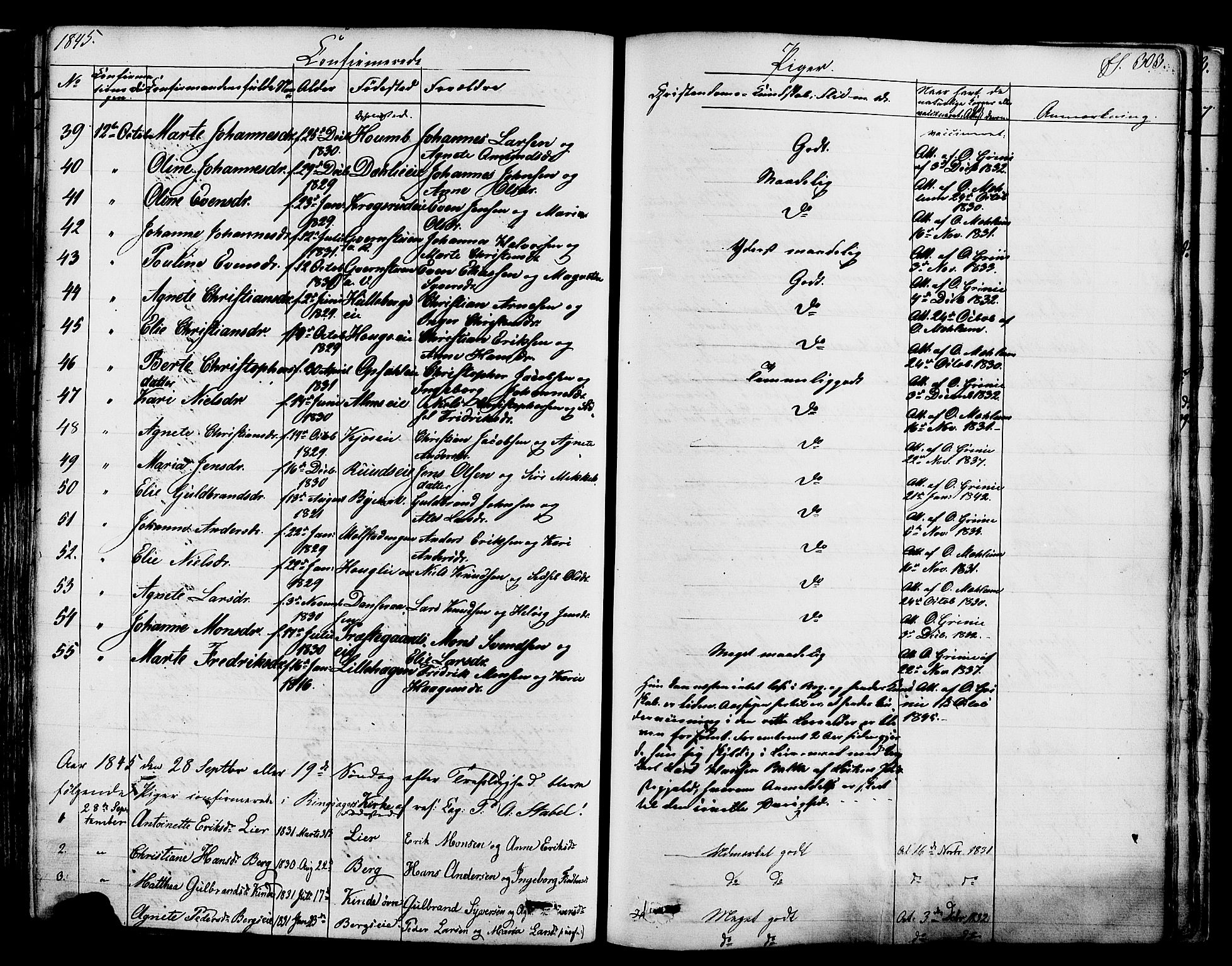 Ringsaker prestekontor, AV/SAH-PREST-014/K/Ka/L0008: Parish register (official) no. 8, 1837-1850, p. 303