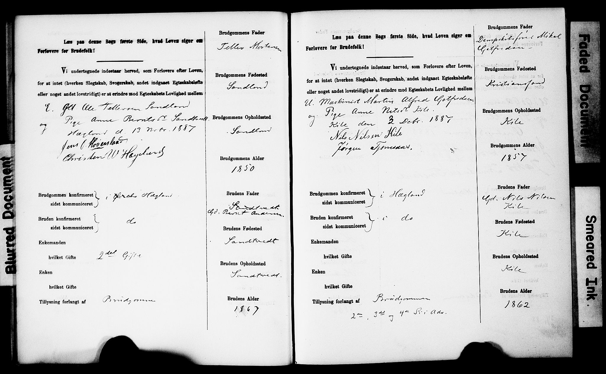 Vennesla sokneprestkontor, SAK/1111-0045/J/L0032/0003: Banns register no. II 5 1, 1886-1892, p. 16