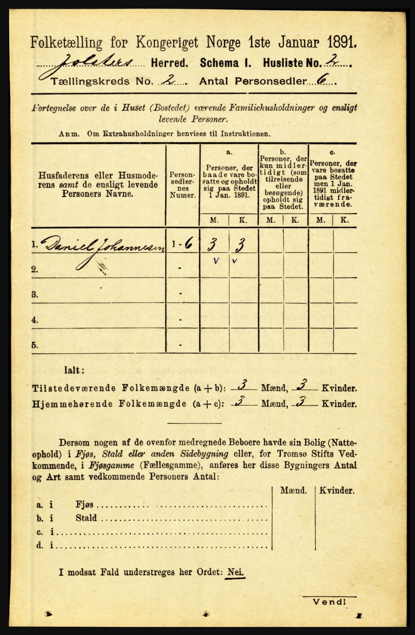 RA, 1891 census for 1431 Jølster, 1891, p. 516