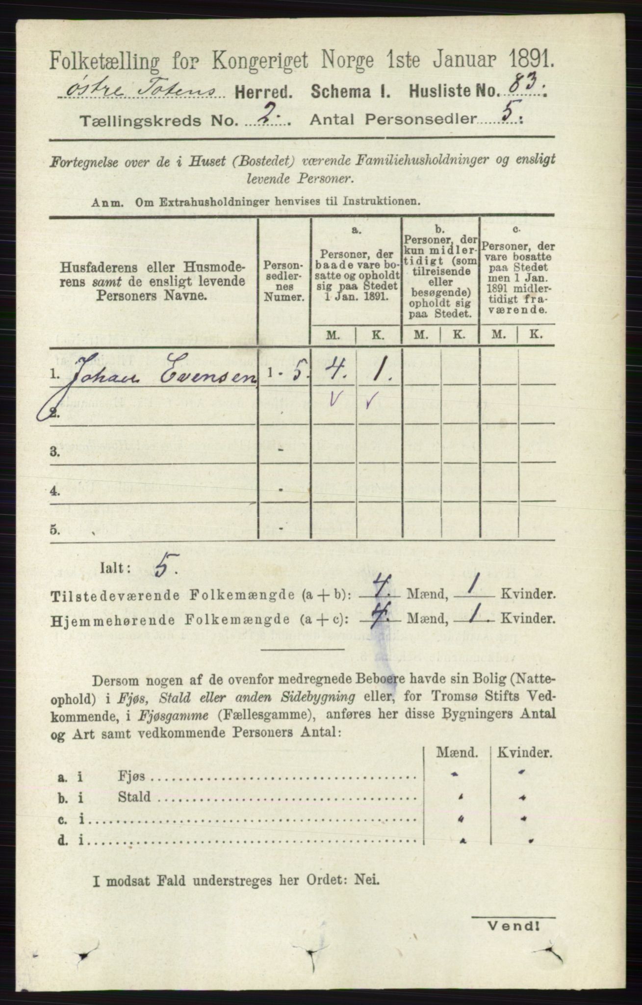 RA, 1891 census for 0528 Østre Toten, 1891, p. 761