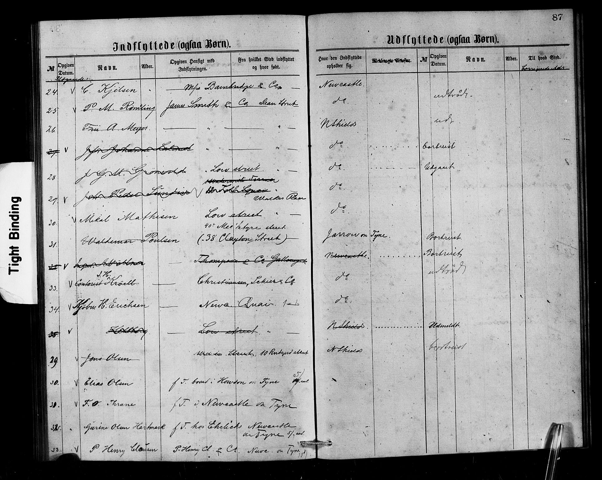 Den norske sjømannsmisjon i utlandet/Tyne-havnene (North Shields og New Castle), SAB/SAB/PA-0101/H/Ha/L0001: Parish register (official) no. A 1, 1865-1883, p. 87