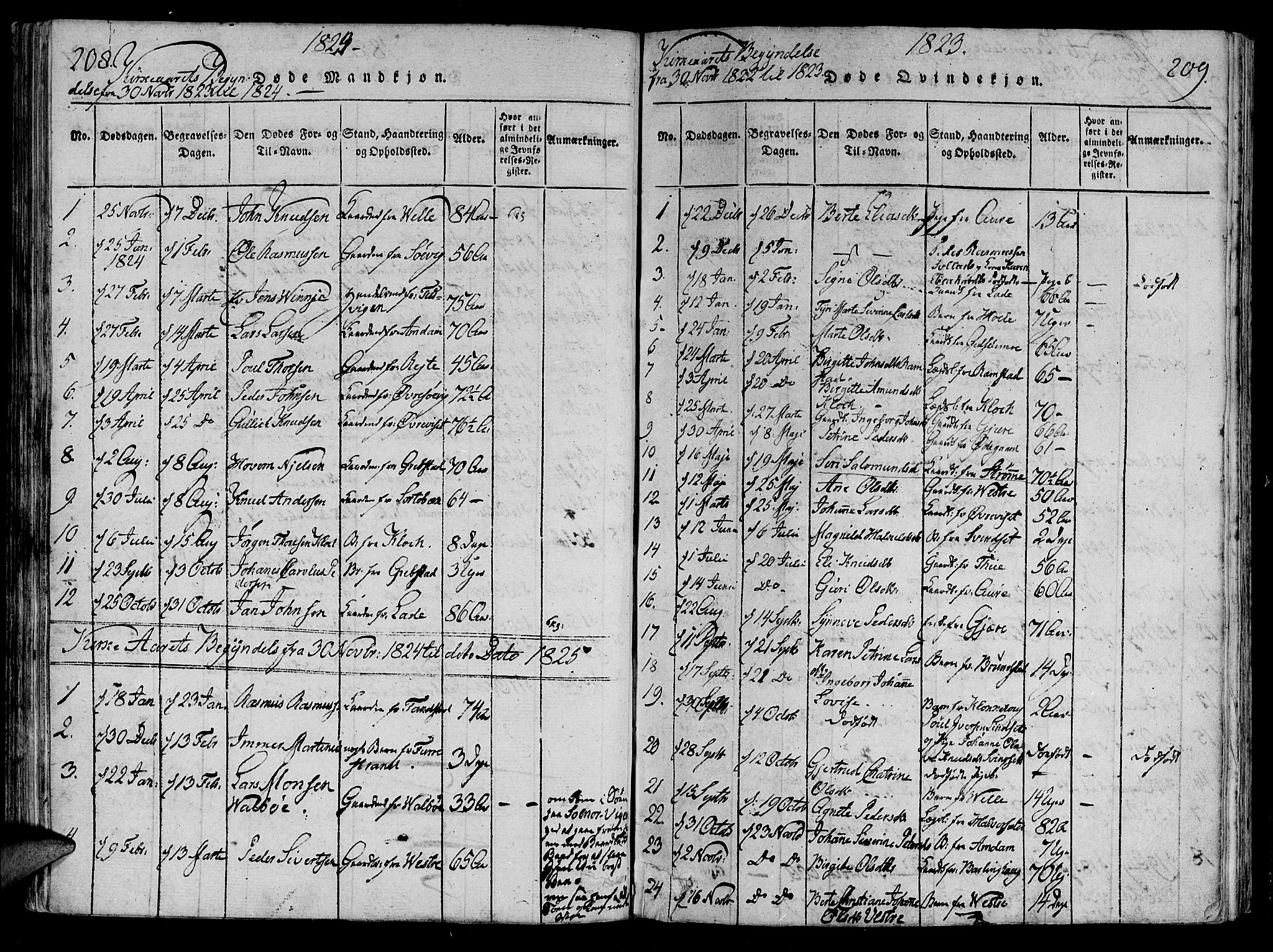 Ministerialprotokoller, klokkerbøker og fødselsregistre - Møre og Romsdal, SAT/A-1454/522/L0310: Parish register (official) no. 522A05, 1816-1832, p. 208-209