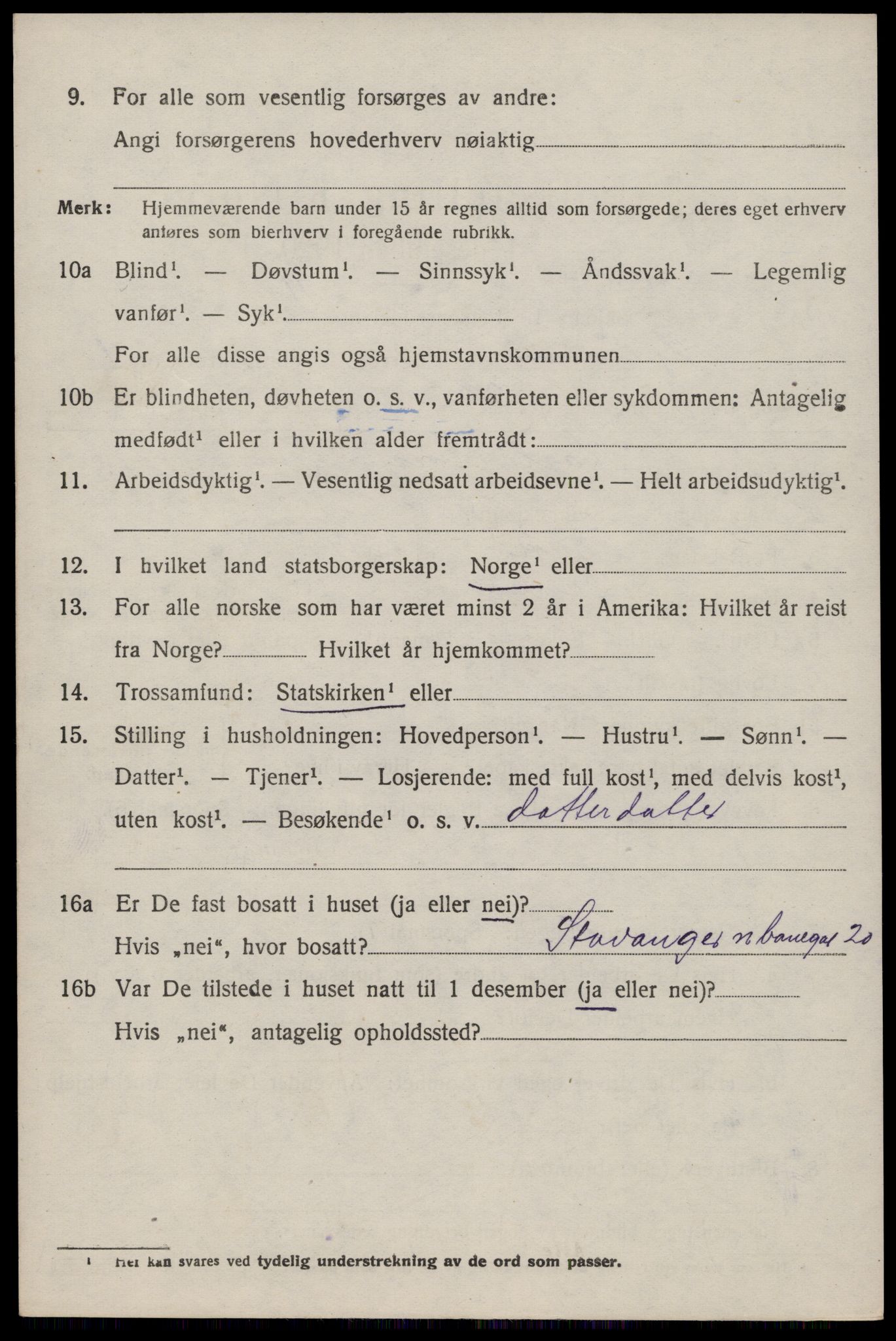 SAST, 1920 census for Hjelmeland, 1920, p. 1068