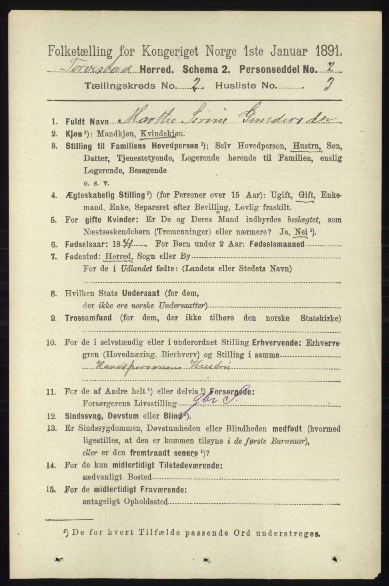 RA, 1891 census for 1152 Torvastad, 1891, p. 522