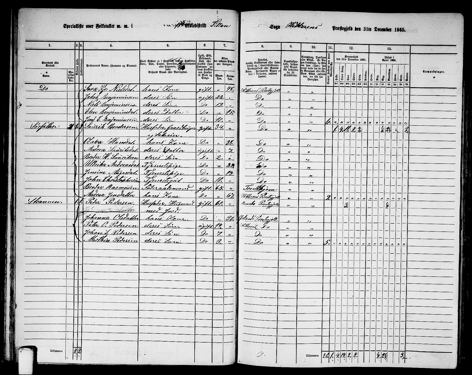 RA, 1865 census for Hitra, 1865, p. 47