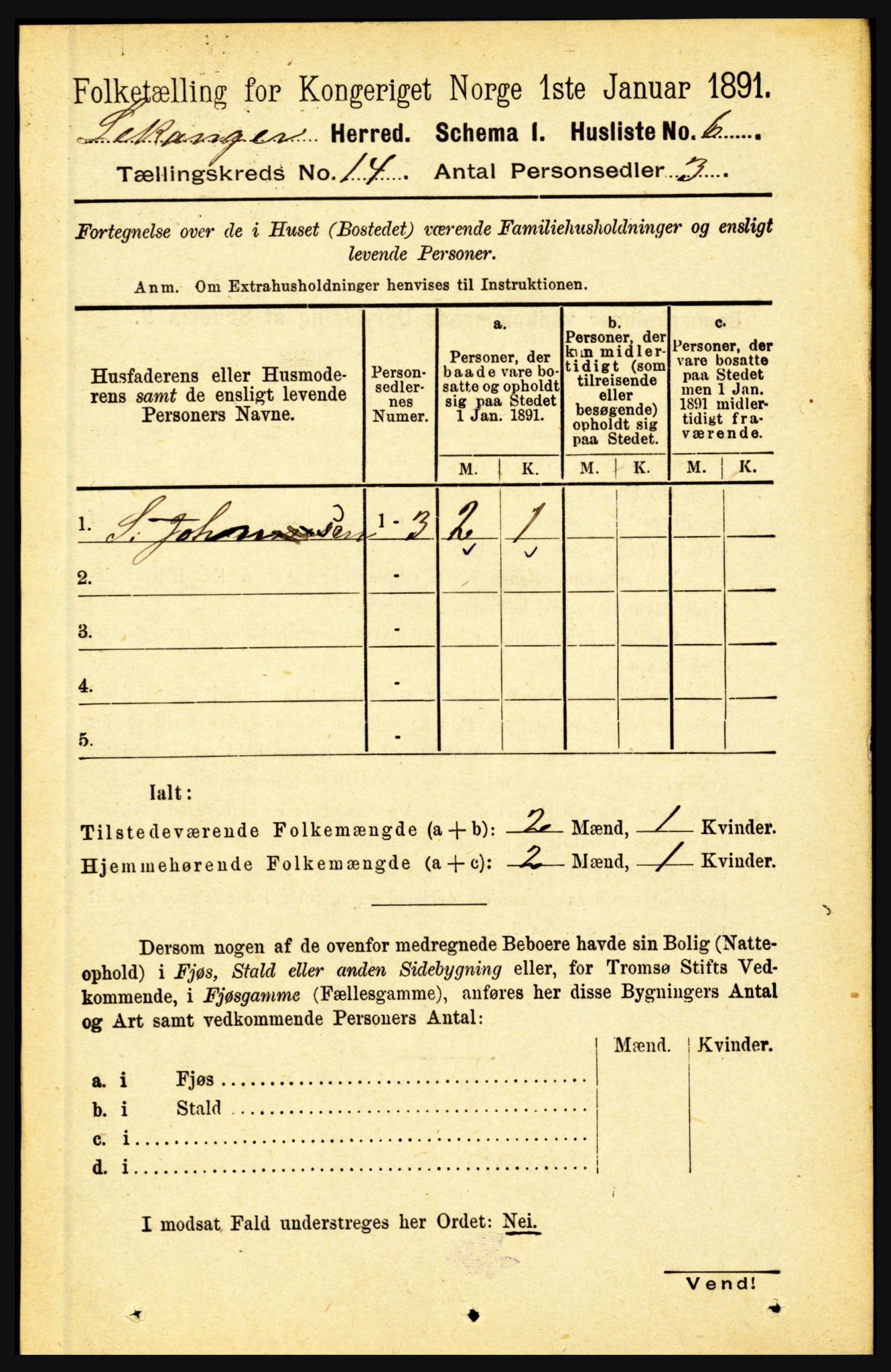 RA, 1891 census for 1419 Leikanger, 1891, p. 2697