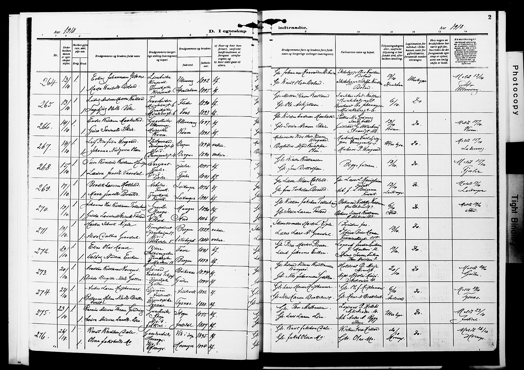 Nykirken Sokneprestembete, AV/SAB-A-77101/H/Hab: Parish register (copy) no. D 5, 1918-1926, p. 2