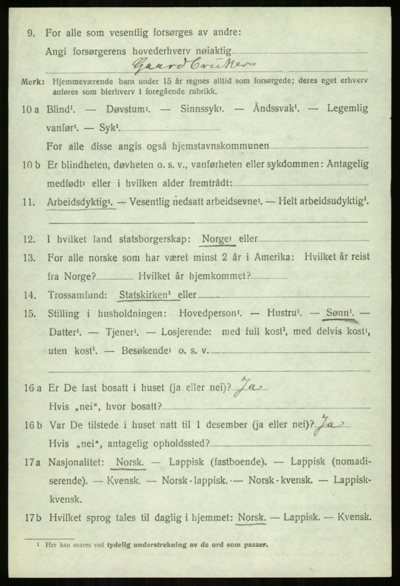 SATØ, 1920 census for Lavangen, 1920, p. 2304