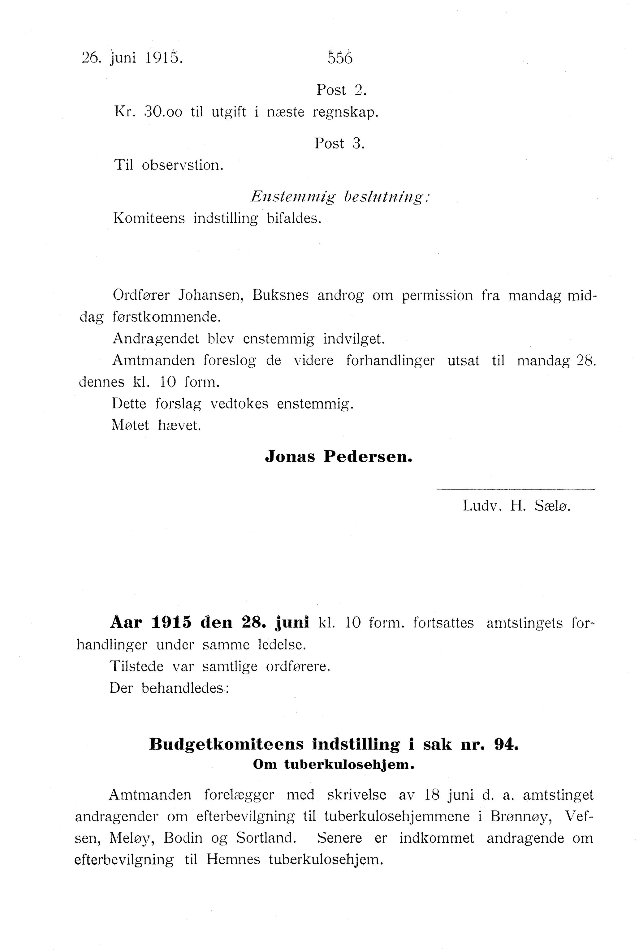 Nordland Fylkeskommune. Fylkestinget, AIN/NFK-17/176/A/Ac/L0038: Fylkestingsforhandlinger 1915, 1915, p. 556