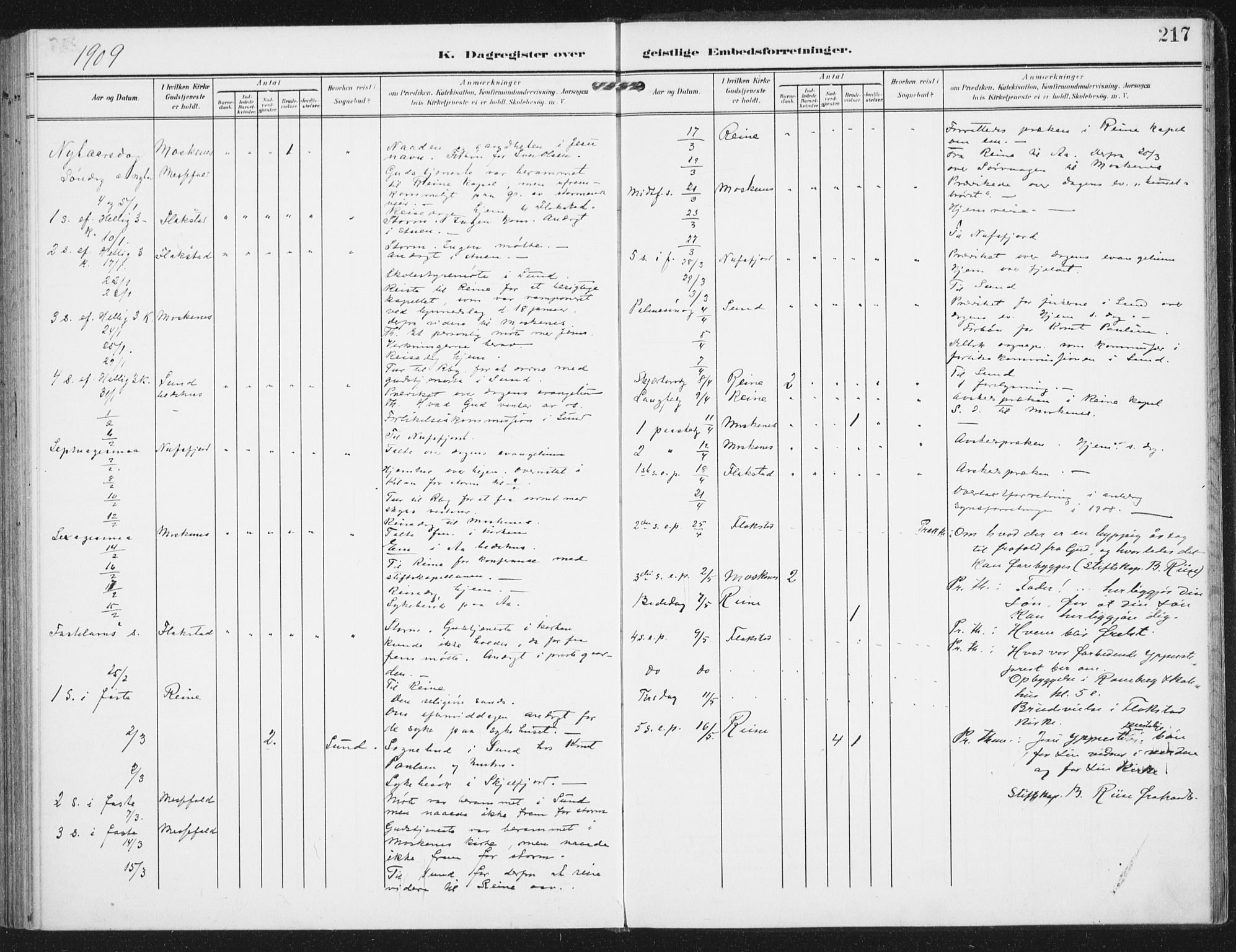 Ministerialprotokoller, klokkerbøker og fødselsregistre - Nordland, SAT/A-1459/885/L1206: Parish register (official) no. 885A07, 1905-1915, p. 217