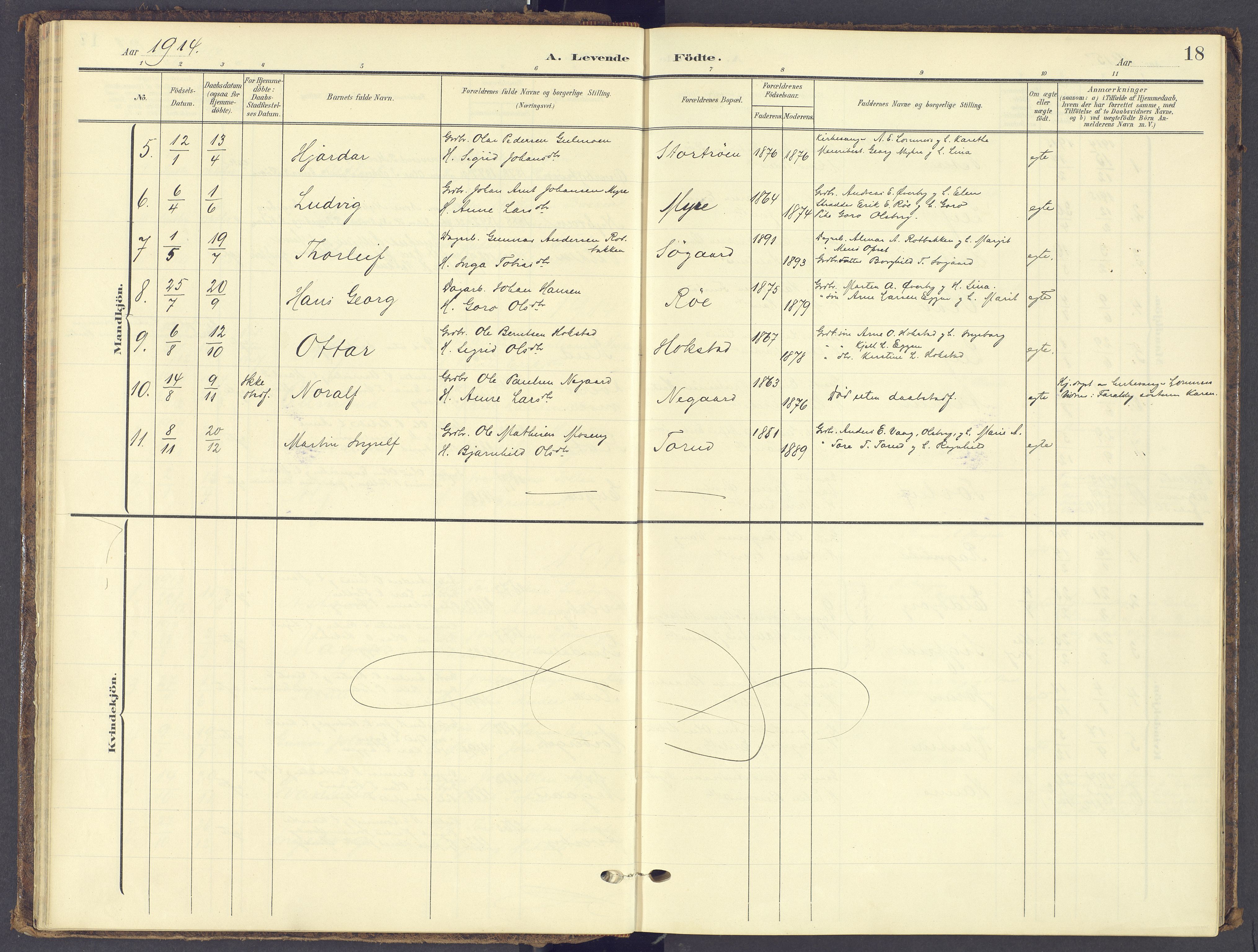 Tynset prestekontor, AV/SAH-PREST-058/H/Ha/Haa/L0028: Parish register (official) no. 28, 1902-1929, p. 18