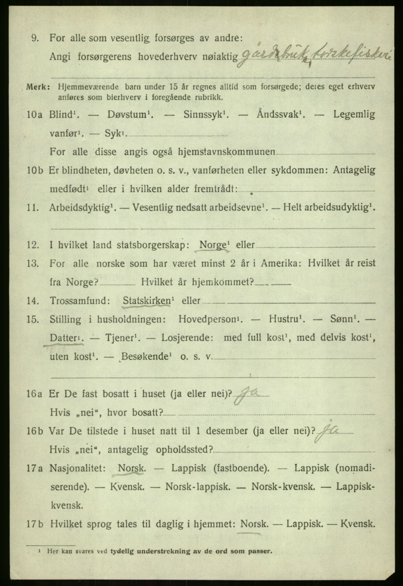 SATØ, 1920 census for Lavangen, 1920, p. 956