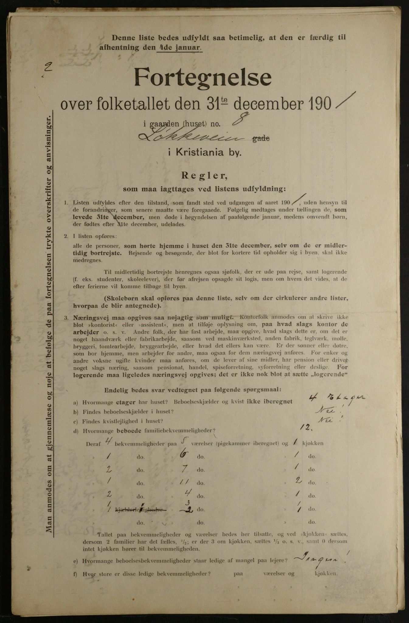 OBA, Municipal Census 1901 for Kristiania, 1901, p. 9096