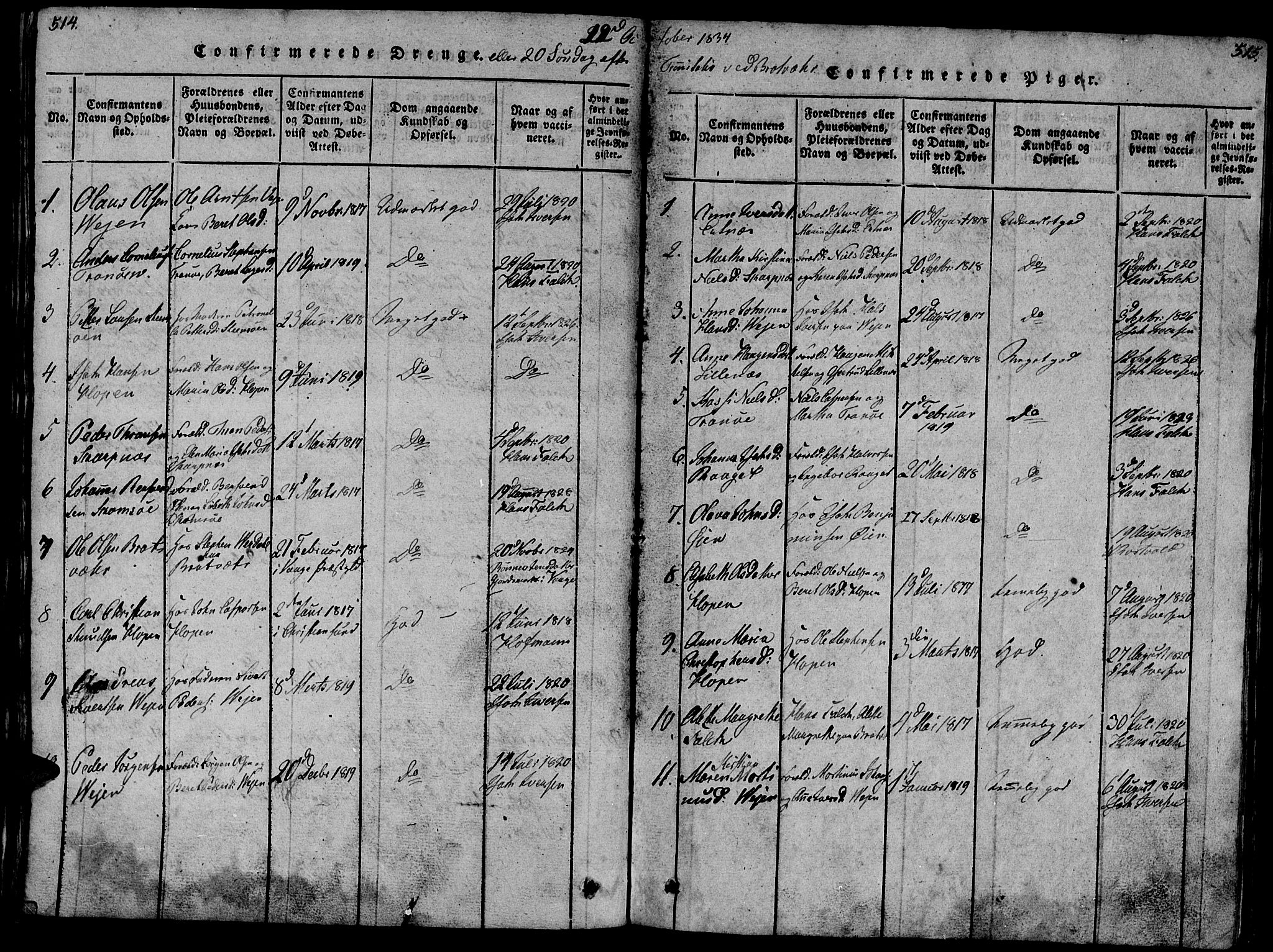 Ministerialprotokoller, klokkerbøker og fødselsregistre - Møre og Romsdal, AV/SAT-A-1454/581/L0933: Parish register (official) no. 581A03 /1, 1819-1836, p. 514-515