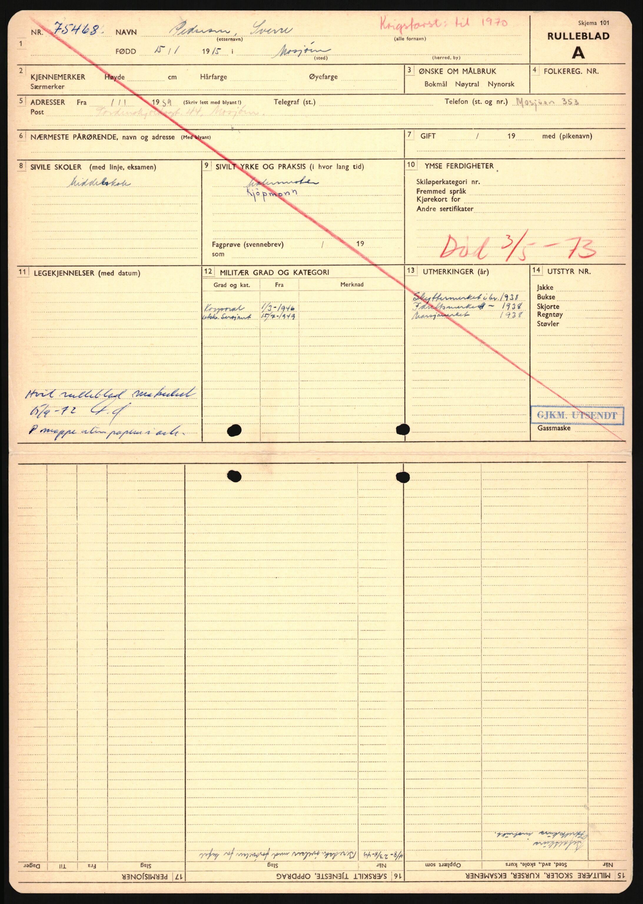 Forsvaret, Sør-Hålogaland landforsvar, AV/RA-RAFA-2552/P/Pa/L0302: Personellmapper for slettet personell, yrkesbefal og vernepliktig befal, født 1913-1916, 1932-1976, p. 354