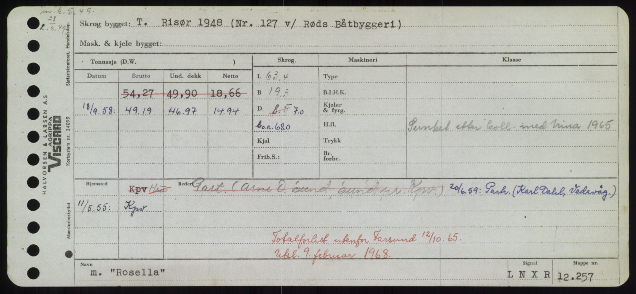 Sjøfartsdirektoratet med forløpere, Skipsmålingen, RA/S-1627/H/Hd/L0031: Fartøy, Rju-Sam, p. 161