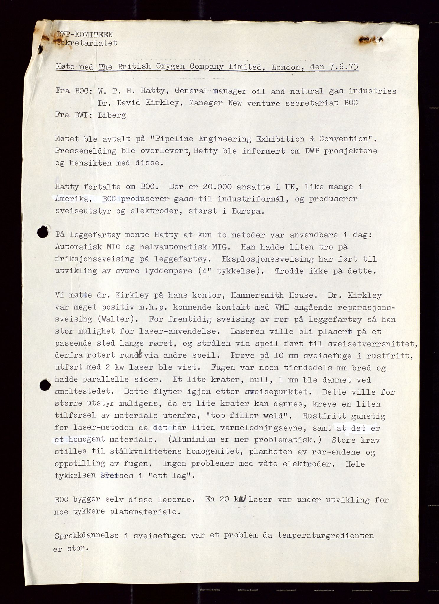 Industridepartementet, Oljekontoret, AV/SAST-A-101348/Di/L0001: DWP, møter juni - november, komiteemøter nr. 19 - 26, 1973-1974, p. 423