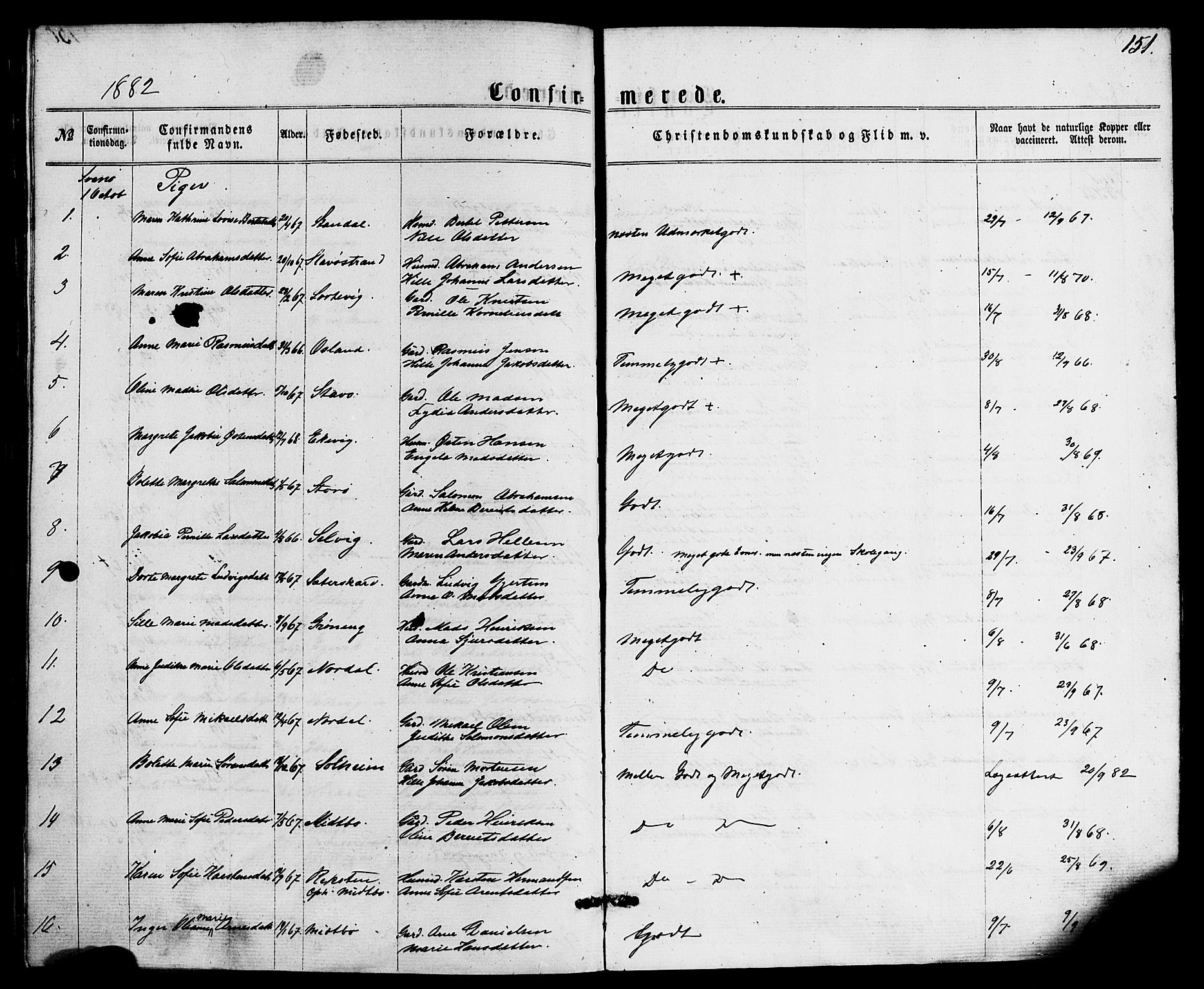 Kinn sokneprestembete, SAB/A-80801/H/Haa/Haaa/L0008: Parish register (official) no. A 8, 1859-1882, p. 151