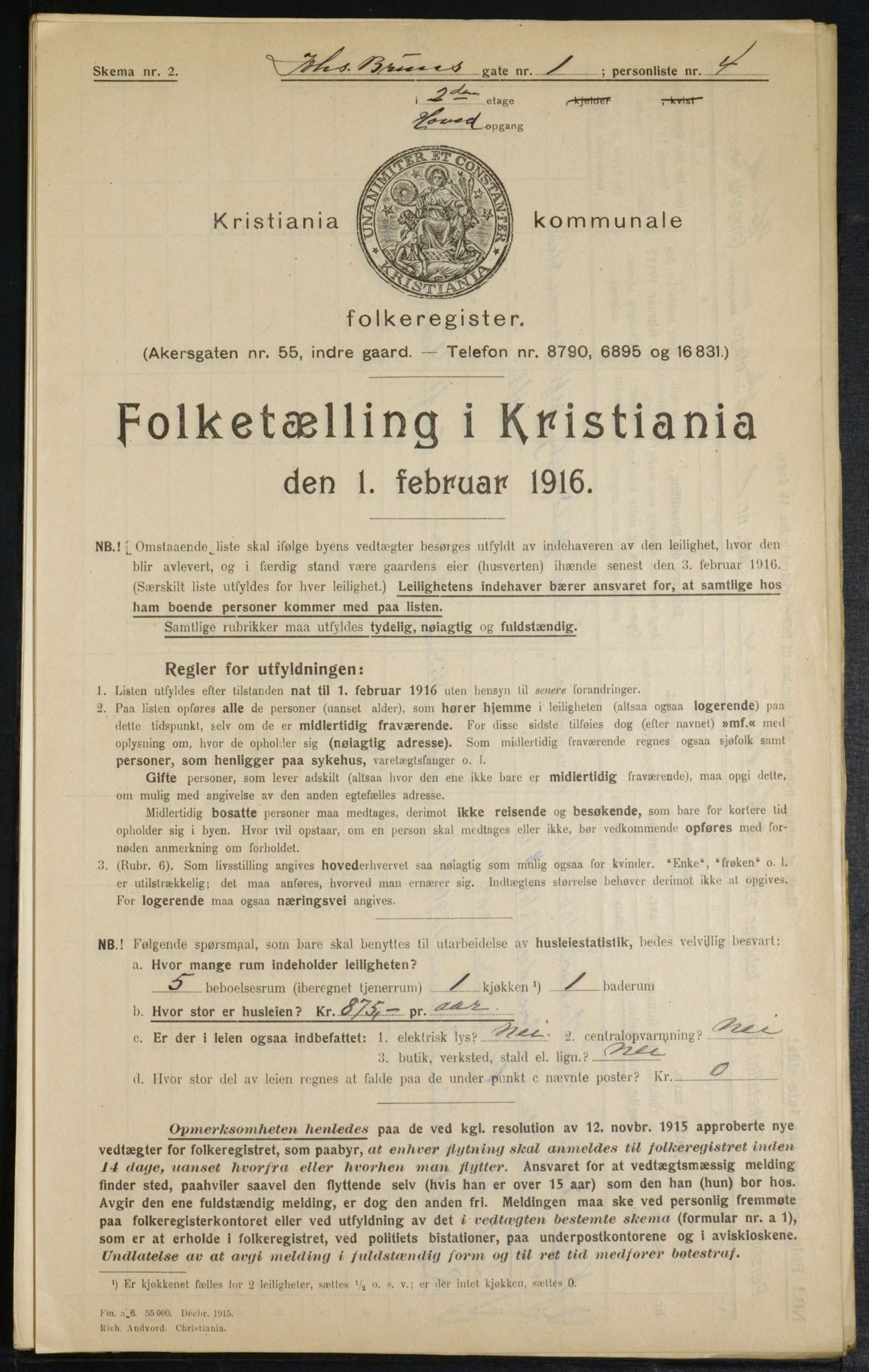 OBA, Municipal Census 1916 for Kristiania, 1916, p. 48110