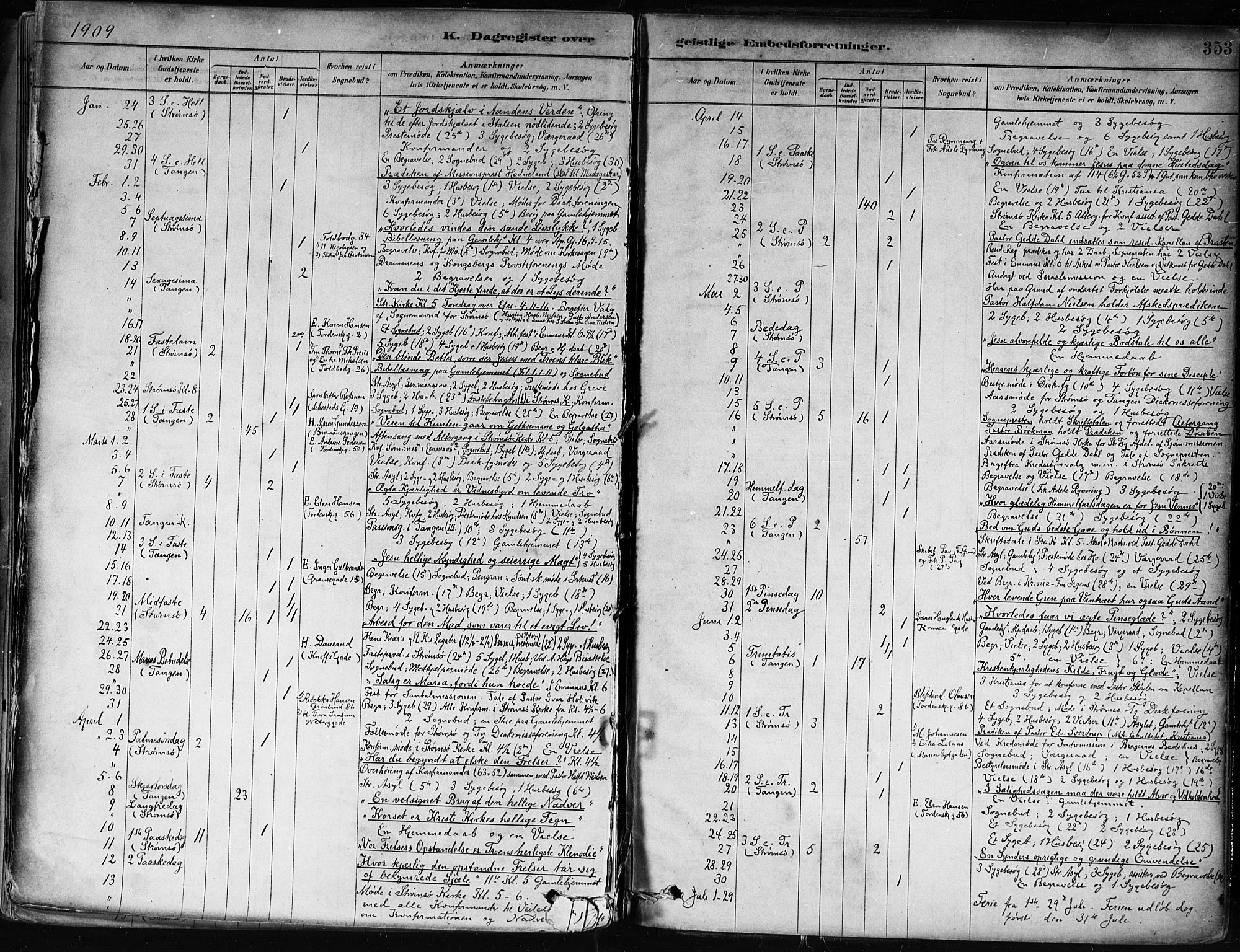 Strømsø kirkebøker, AV/SAKO-A-246/F/Fa/L0022: Parish register (official) no. I 22, 1879-1899, p. 353