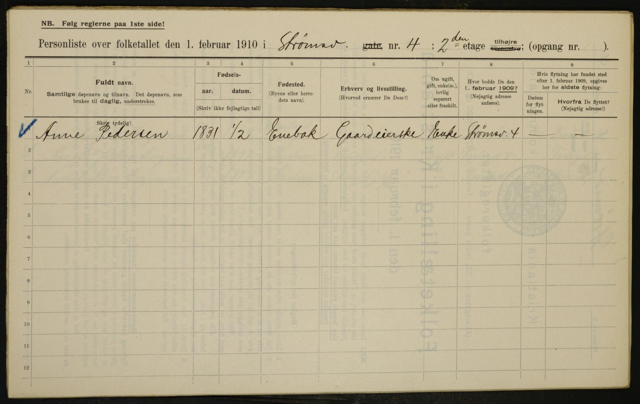 OBA, Municipal Census 1910 for Kristiania, 1910, p. 98686