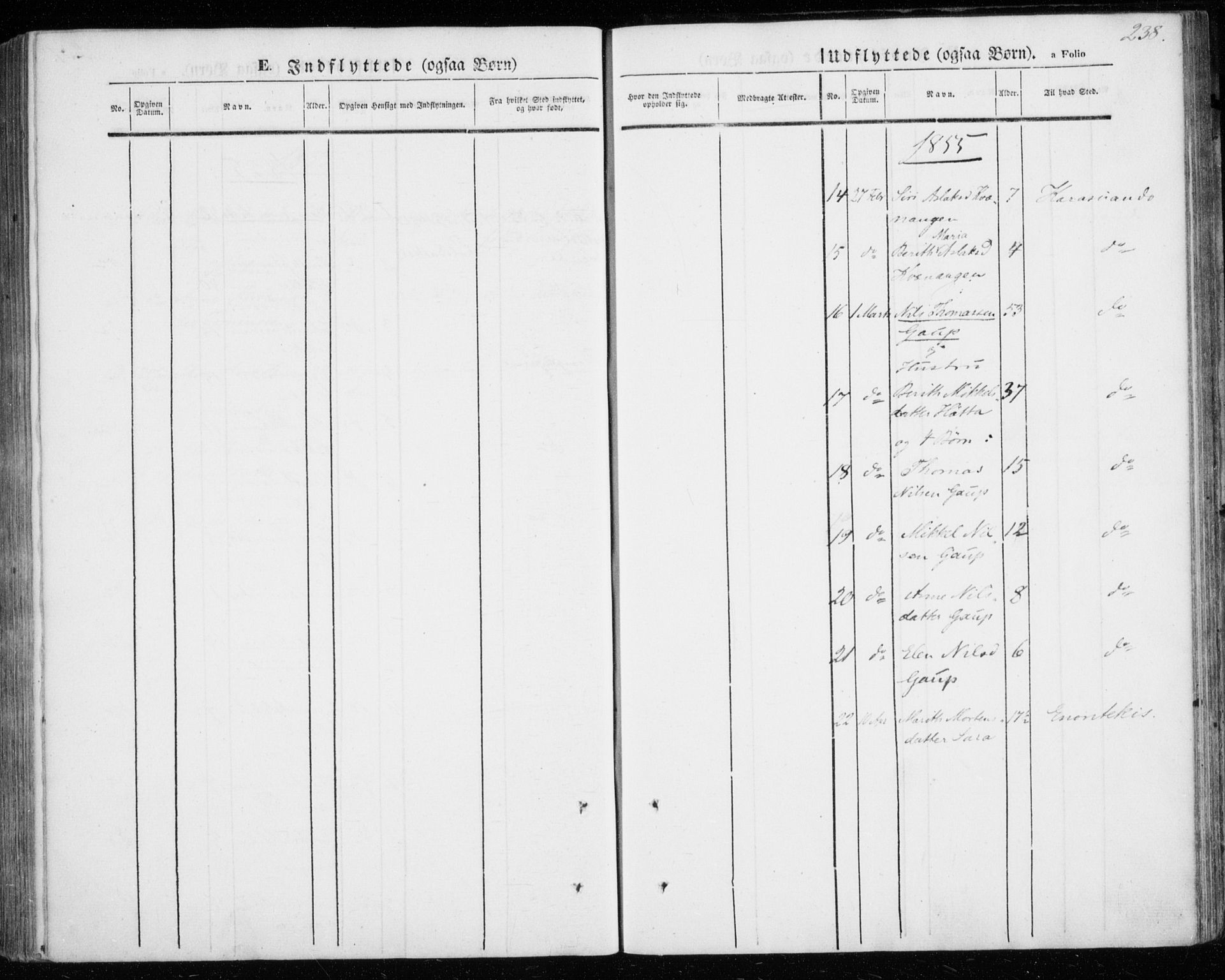 Kautokeino sokneprestembete, AV/SATØ-S-1340/H/Ha/L0002.kirke: Parish register (official) no. 2, 1843-1861, p. 238