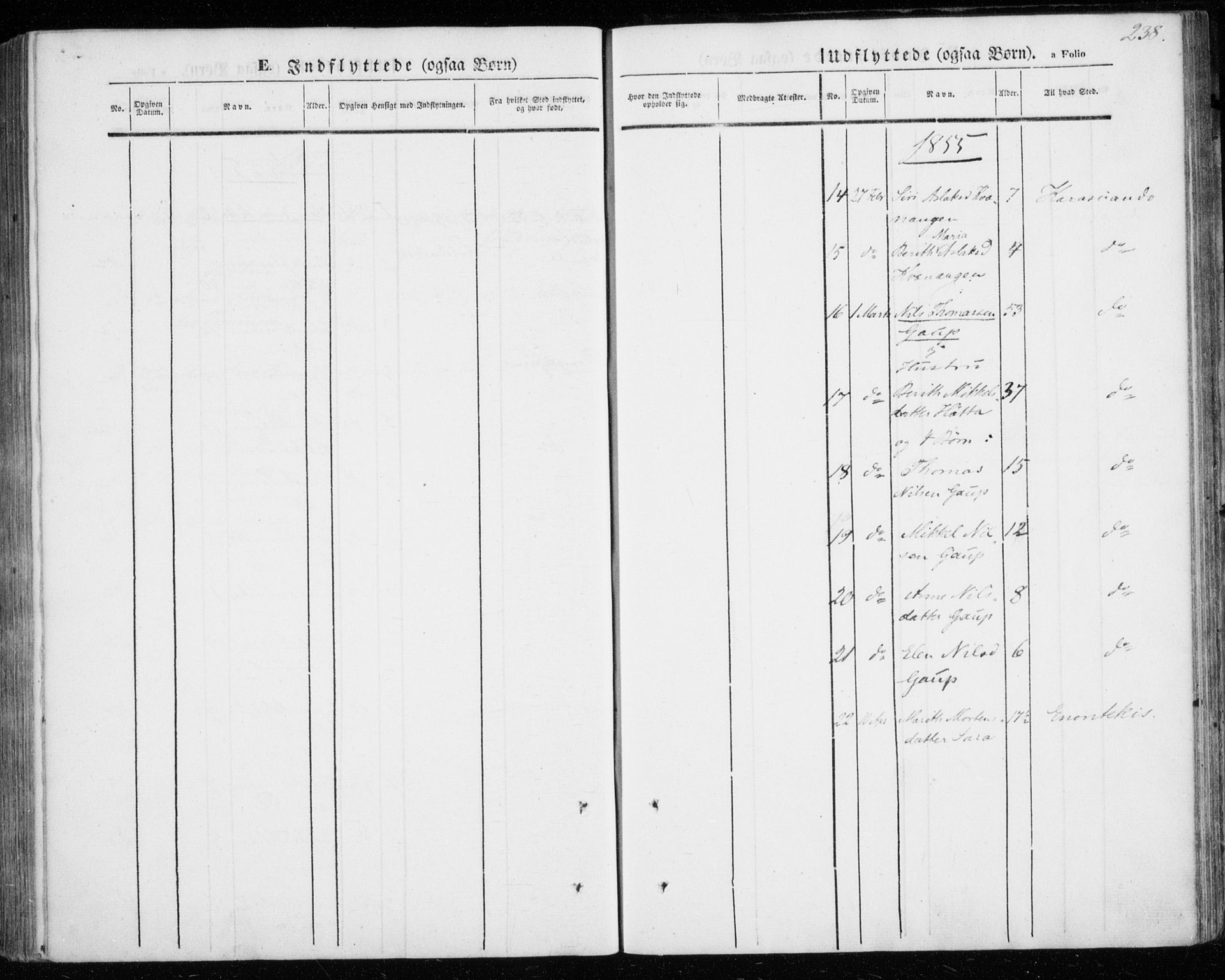 Kautokeino sokneprestembete, AV/SATØ-S-1340/H/Ha/L0002.kirke: Parish register (official) no. 2, 1843-1861, p. 238