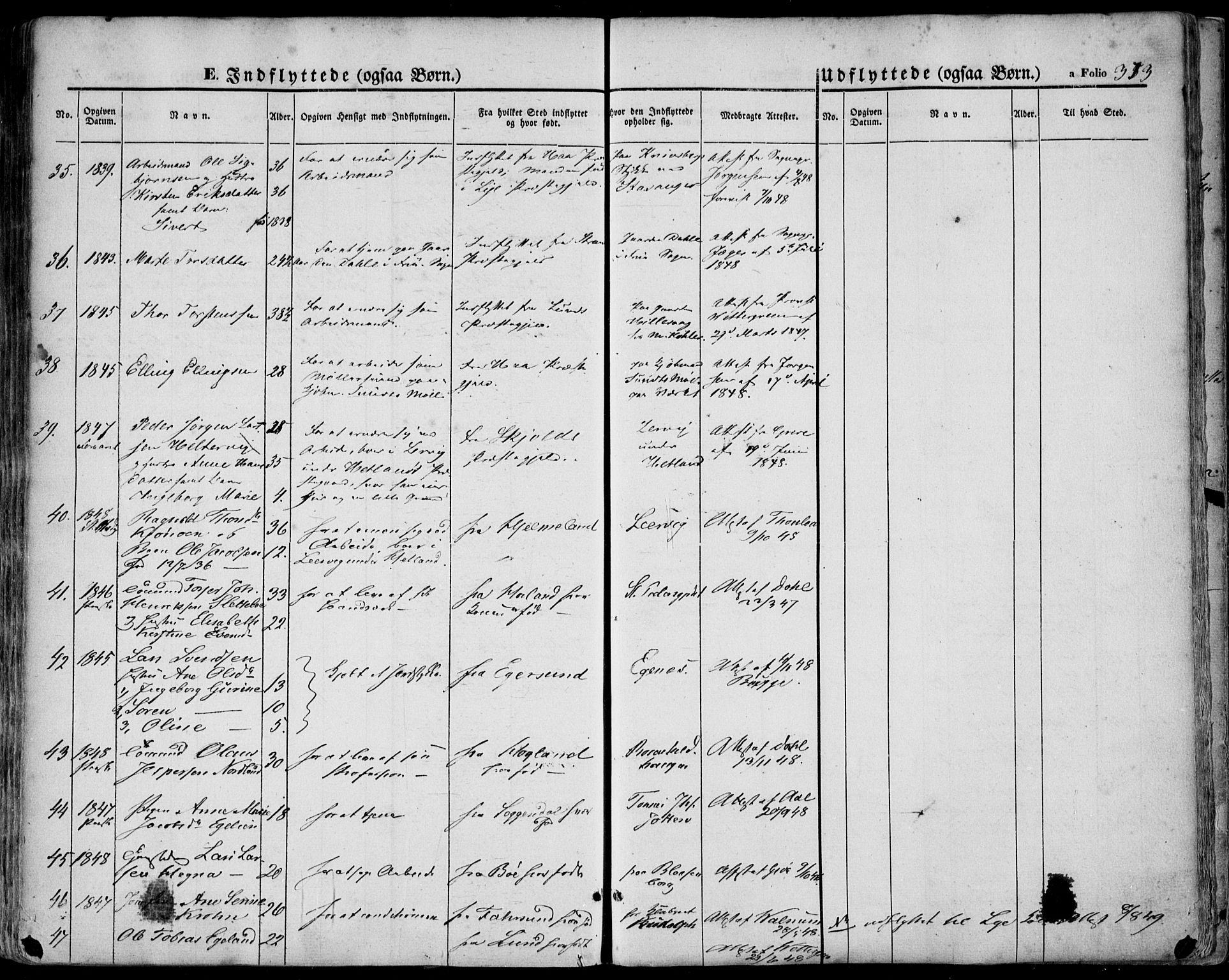 Domkirken sokneprestkontor, SAST/A-101812/001/30/30BA/L0016: Parish register (official) no. A 15, 1844-1854, p. 373