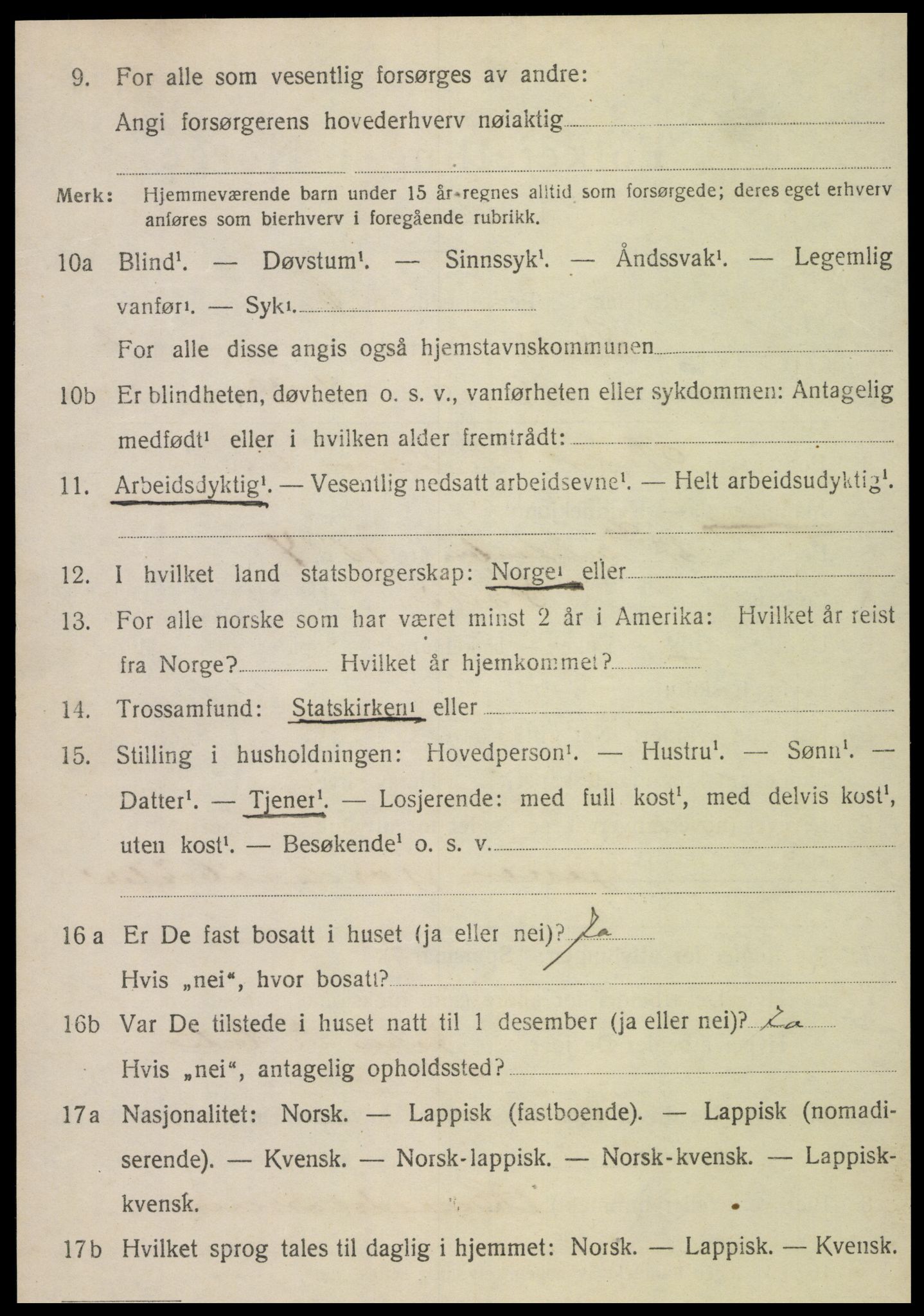 SAT, 1920 census for Sørli, 1920, p. 1018