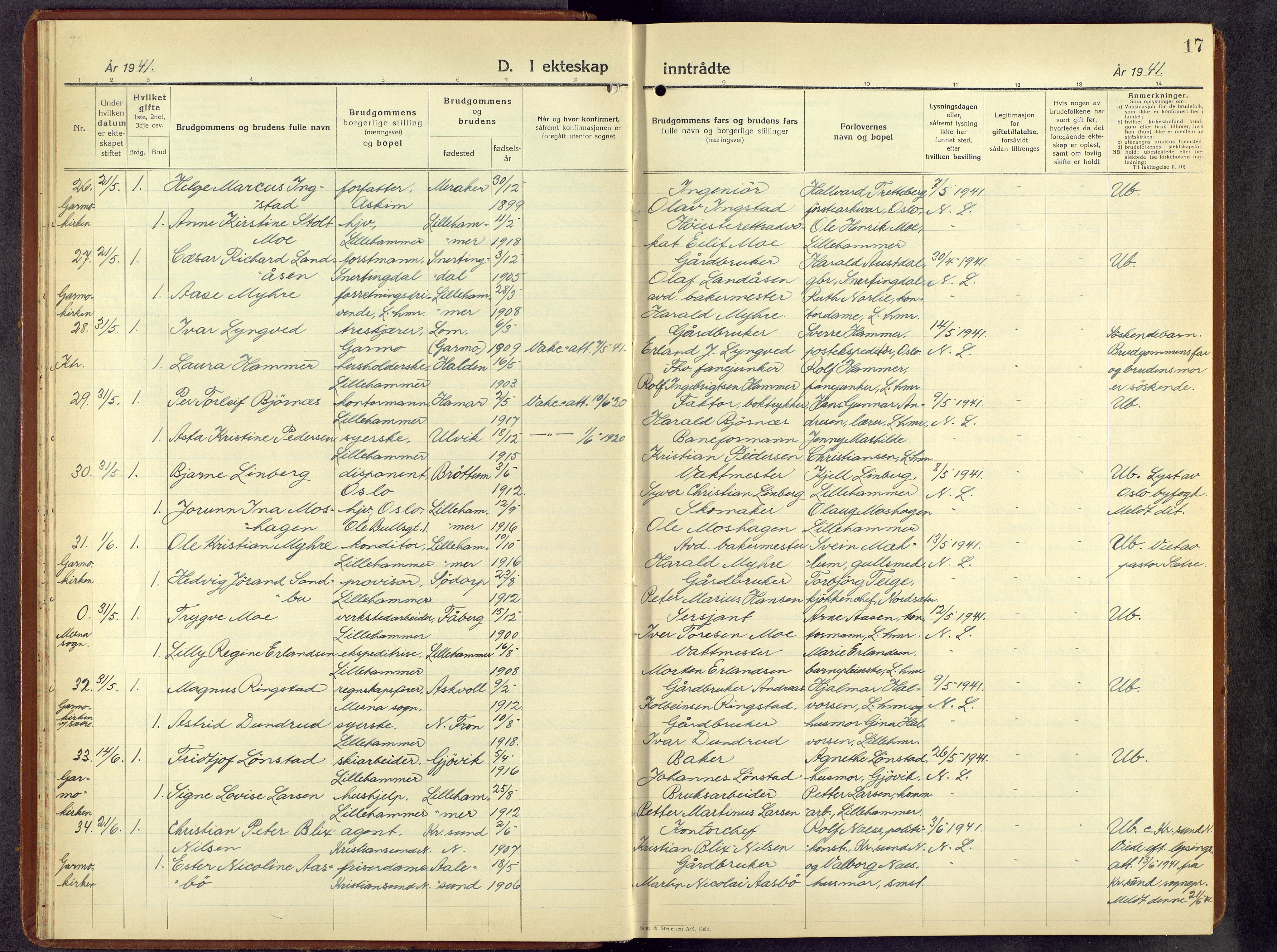 Lillehammer prestekontor, AV/SAH-PREST-088/H/Ha/Hab/L0004: Parish register (copy) no. 4, 1940-1955, p. 17