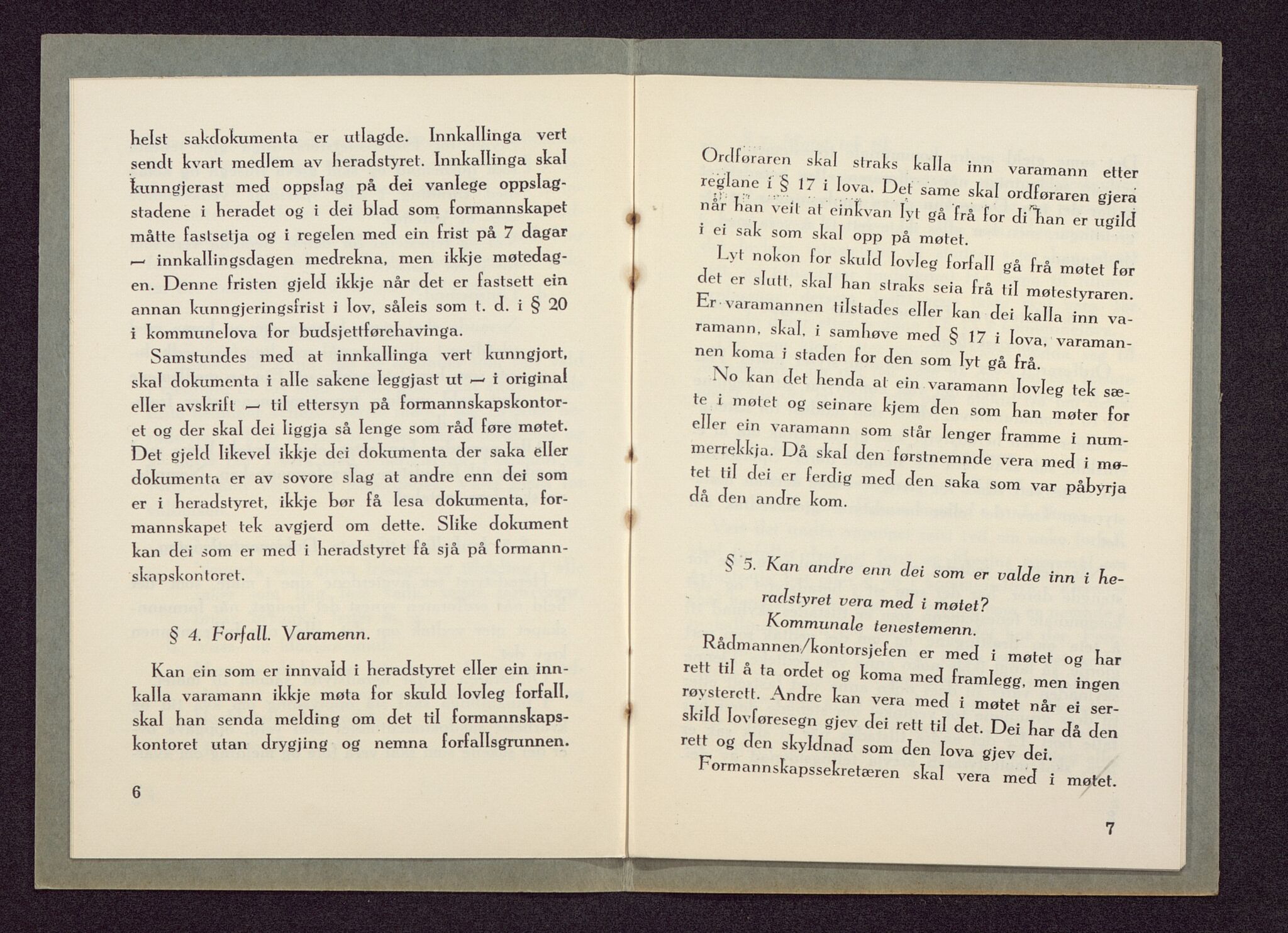 Haus/Arna kommune. Formannskapet, BBA/A-0057/X/L0001/0002: Egenproduserte trykksaker. / Føresegner for Haus heradstyre og Haus formannskap. Hefte., 1957