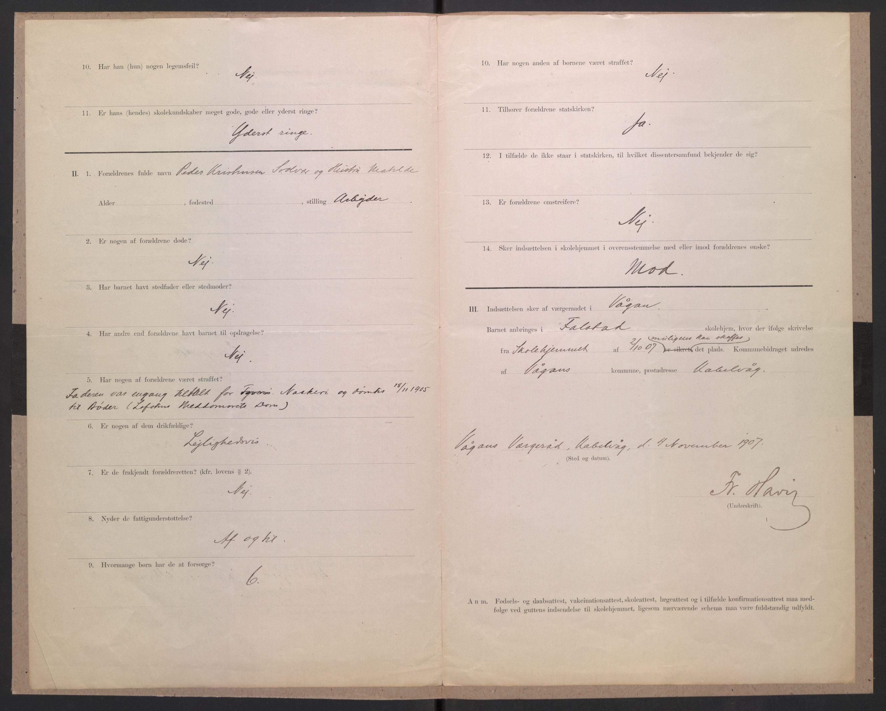 Falstad skolehjem, RA/S-1676/E/Eb/L0008: Elevmapper løpenr. 169-188, 1907-1914, p. 25