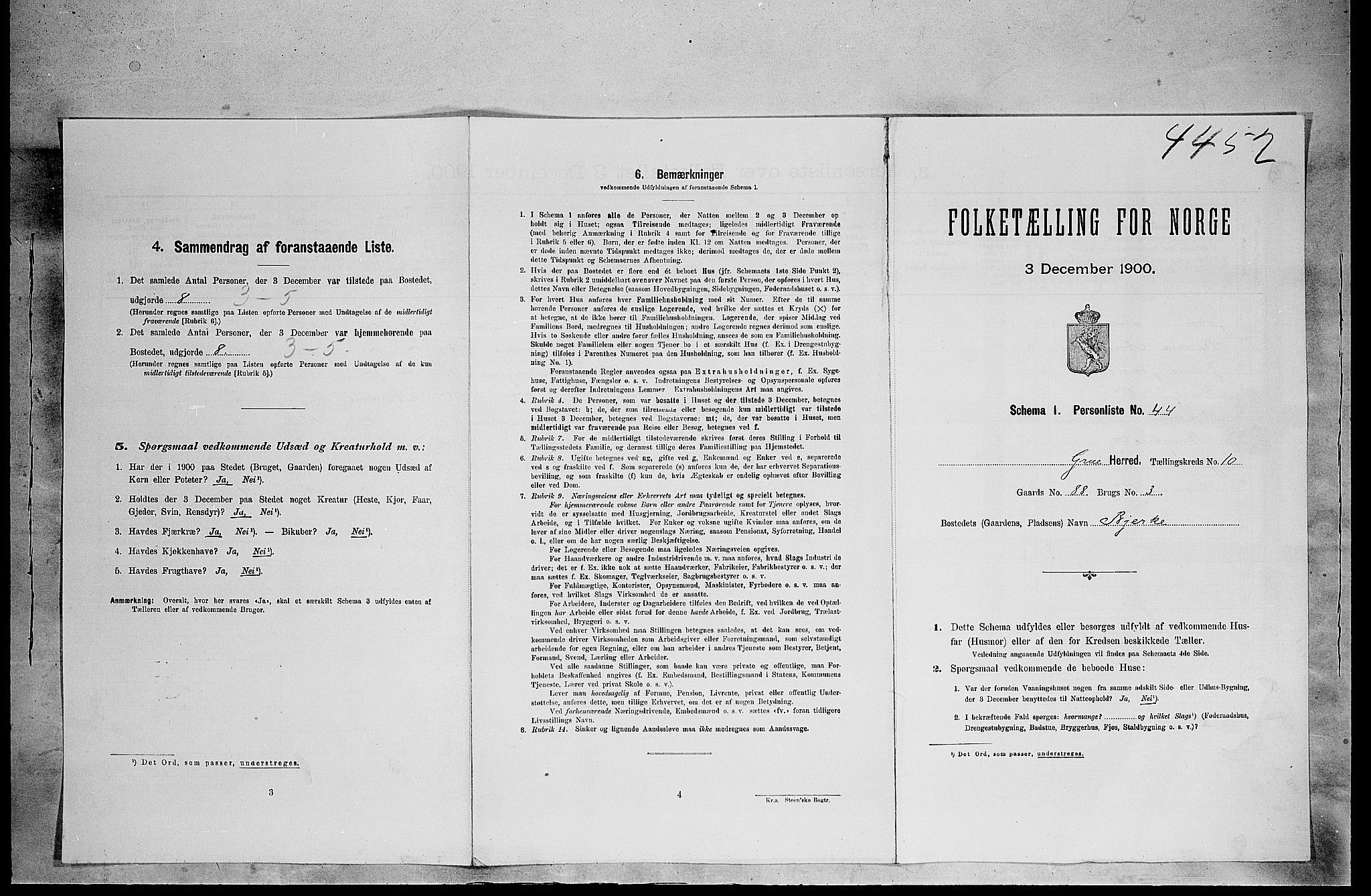 SAH, 1900 census for Grue, 1900, p. 1679