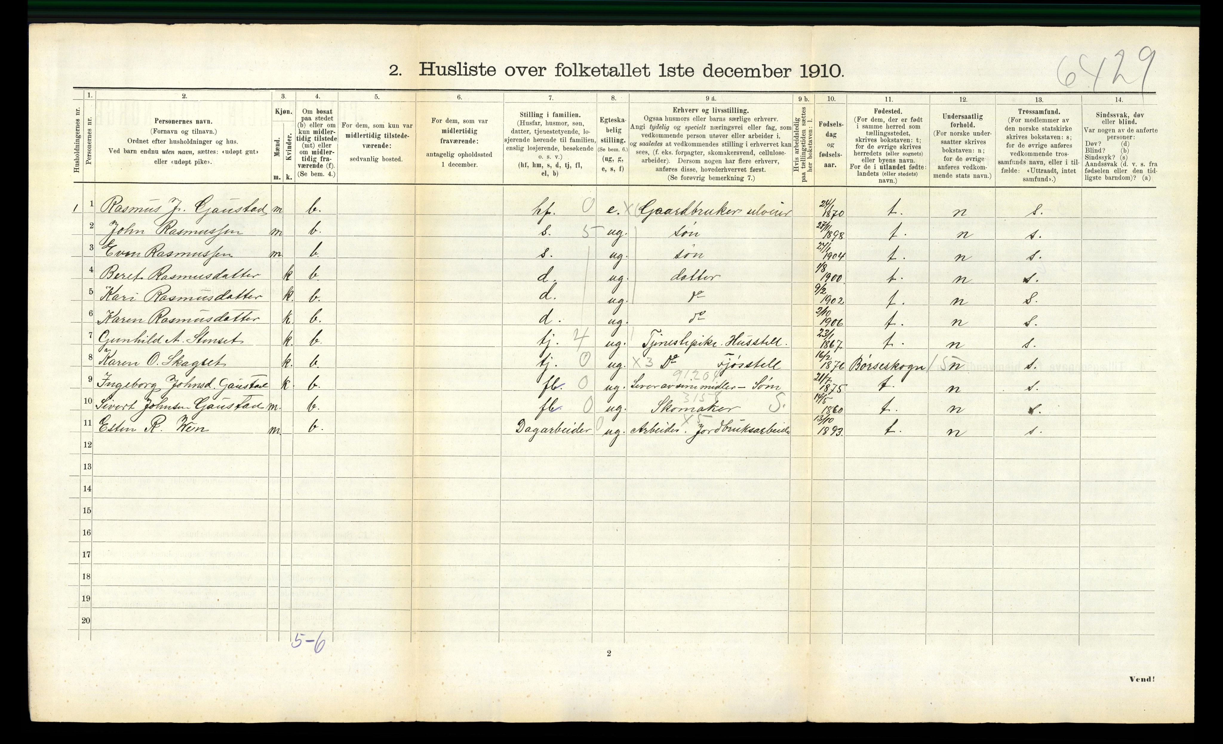 RA, 1910 census for Hølonda, 1910, p. 83