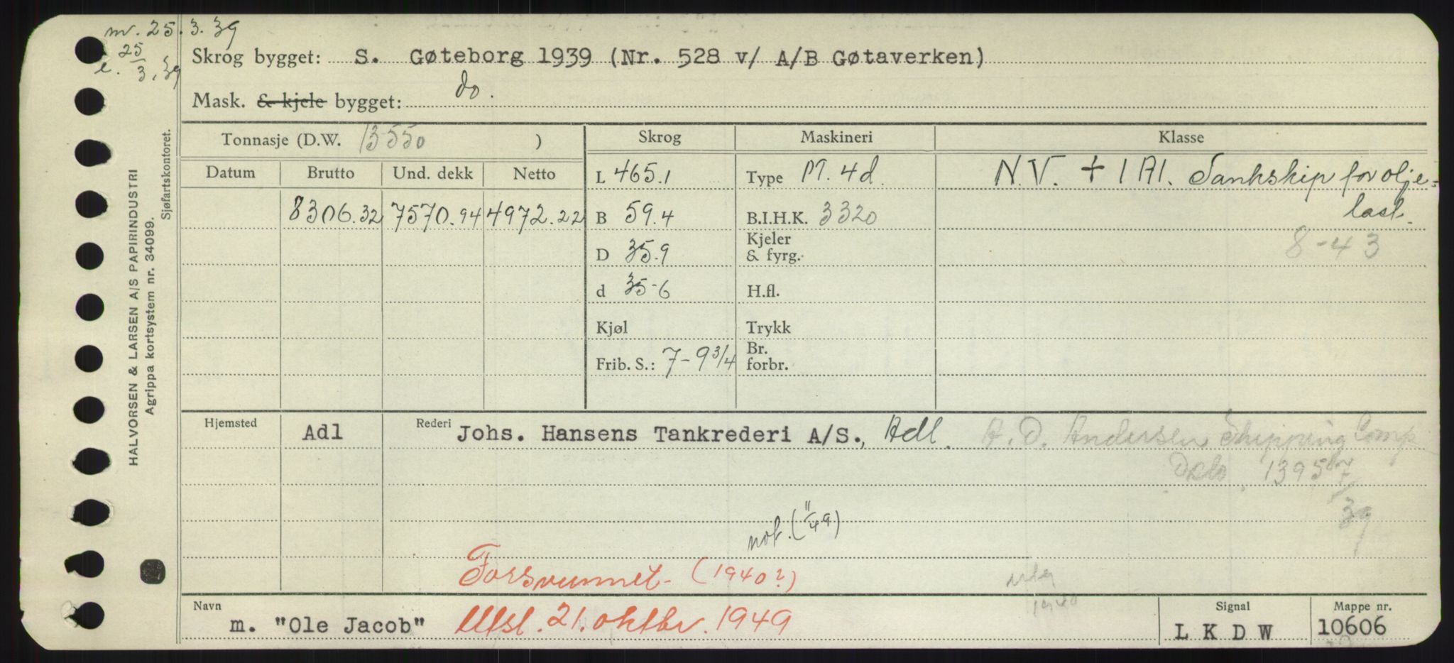 Sjøfartsdirektoratet med forløpere, Skipsmålingen, RA/S-1627/H/Hd/L0028: Fartøy, O, p. 223