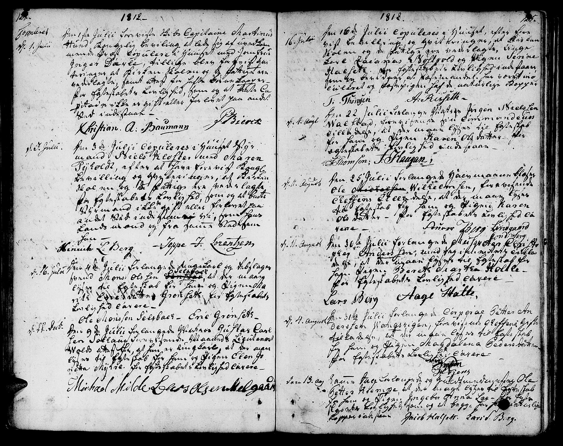 Ministerialprotokoller, klokkerbøker og fødselsregistre - Sør-Trøndelag, SAT/A-1456/601/L0042: Parish register (official) no. 601A10, 1802-1830, p. 124-125