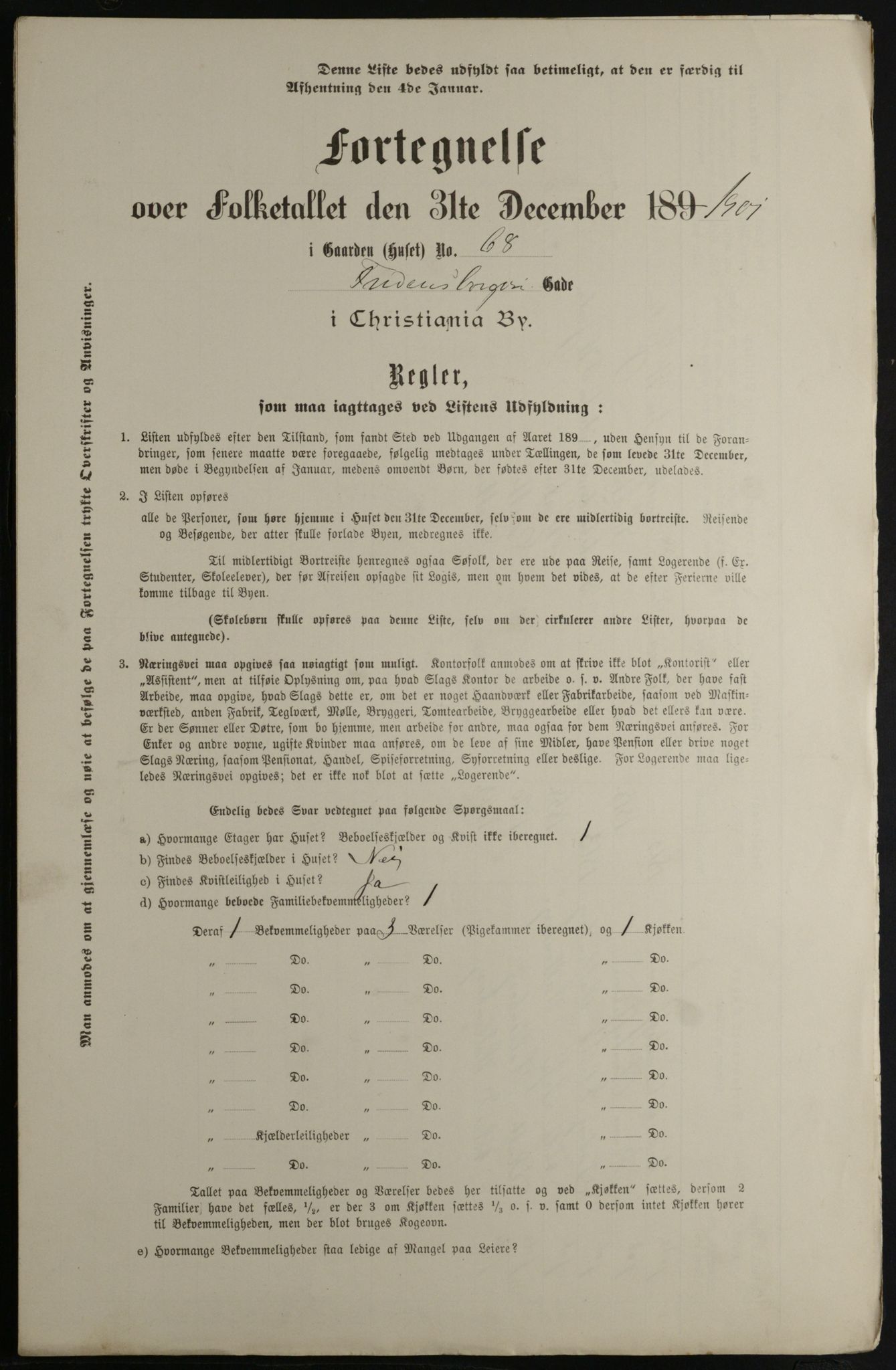 OBA, Municipal Census 1901 for Kristiania, 1901, p. 4275