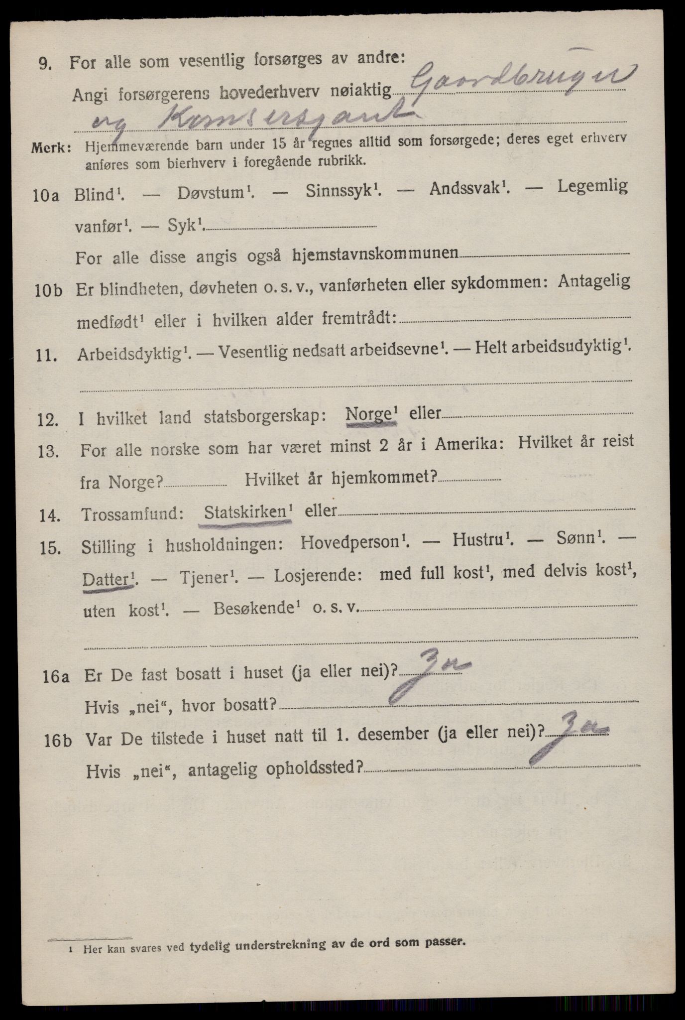 SAST, 1920 census for Varhaug, 1920, p. 1996