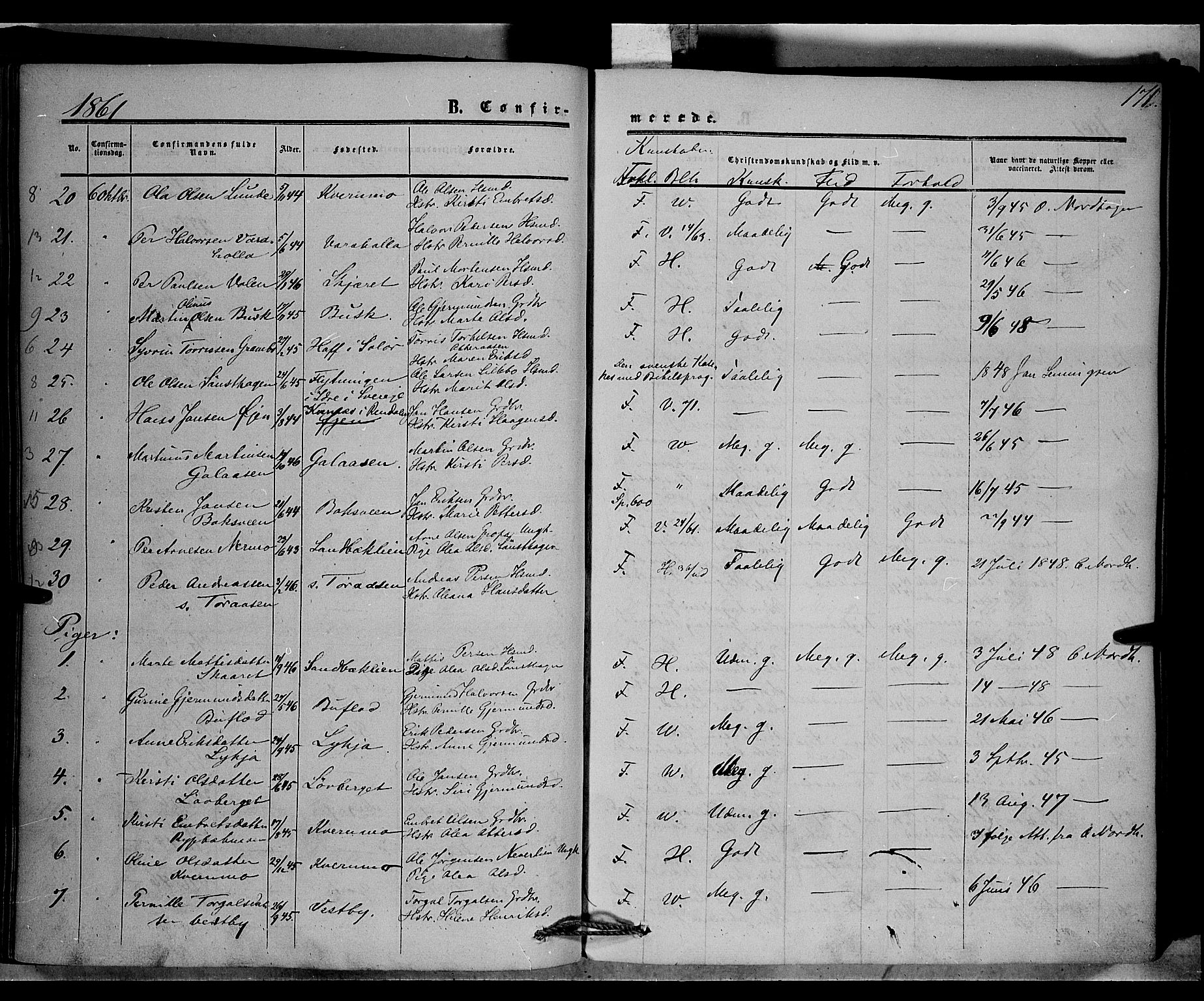 Trysil prestekontor, AV/SAH-PREST-046/H/Ha/Haa/L0005: Parish register (official) no. 5, 1851-1865, p. 171